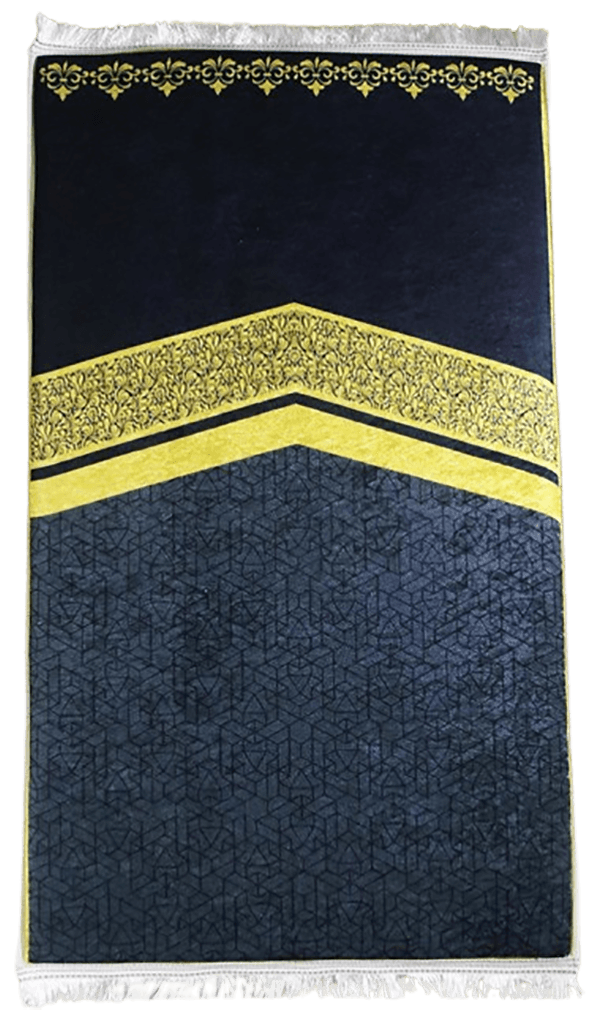 3 CM Süngerli Ortopedik Seccade - Siyah Gold Kabe Motifli Kadife Seccade - Carpetella