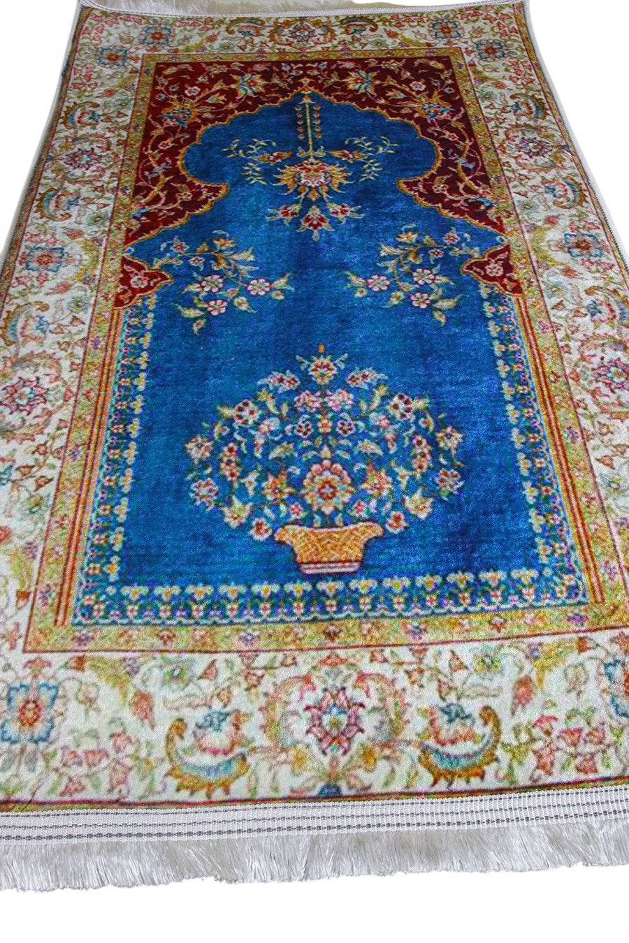 3 CM Süngerli Ortopedik Seccade - Lacivert Düz Lüks Kadife - Carpetella