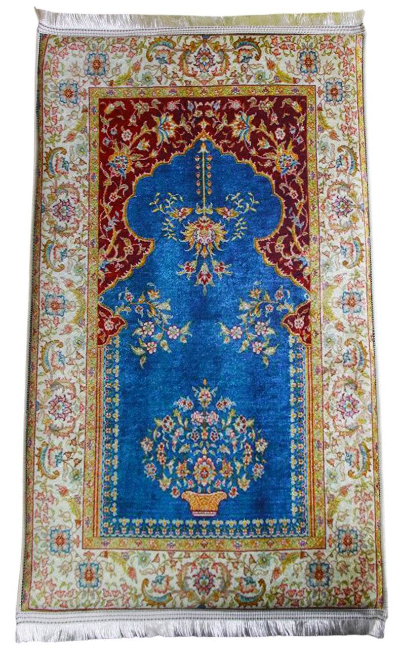 3 CM Süngerli Ortopedik Seccade - Lacivert Düz Lüks Kadife - Carpetella