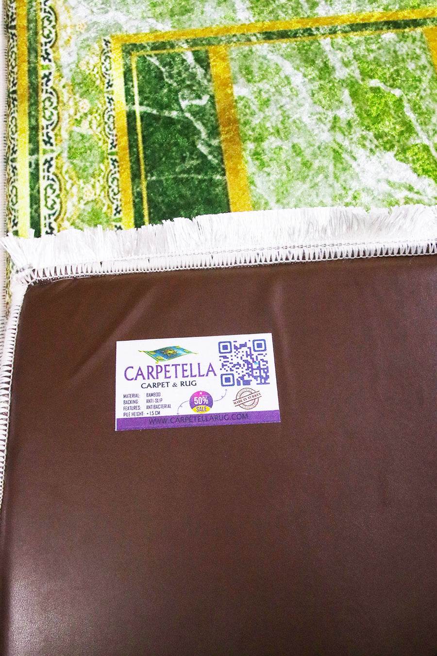 3 CM Süngerli Ortopedik Seccade - Yeşil Gold Kadife Kalın Süngerli - Carpetella