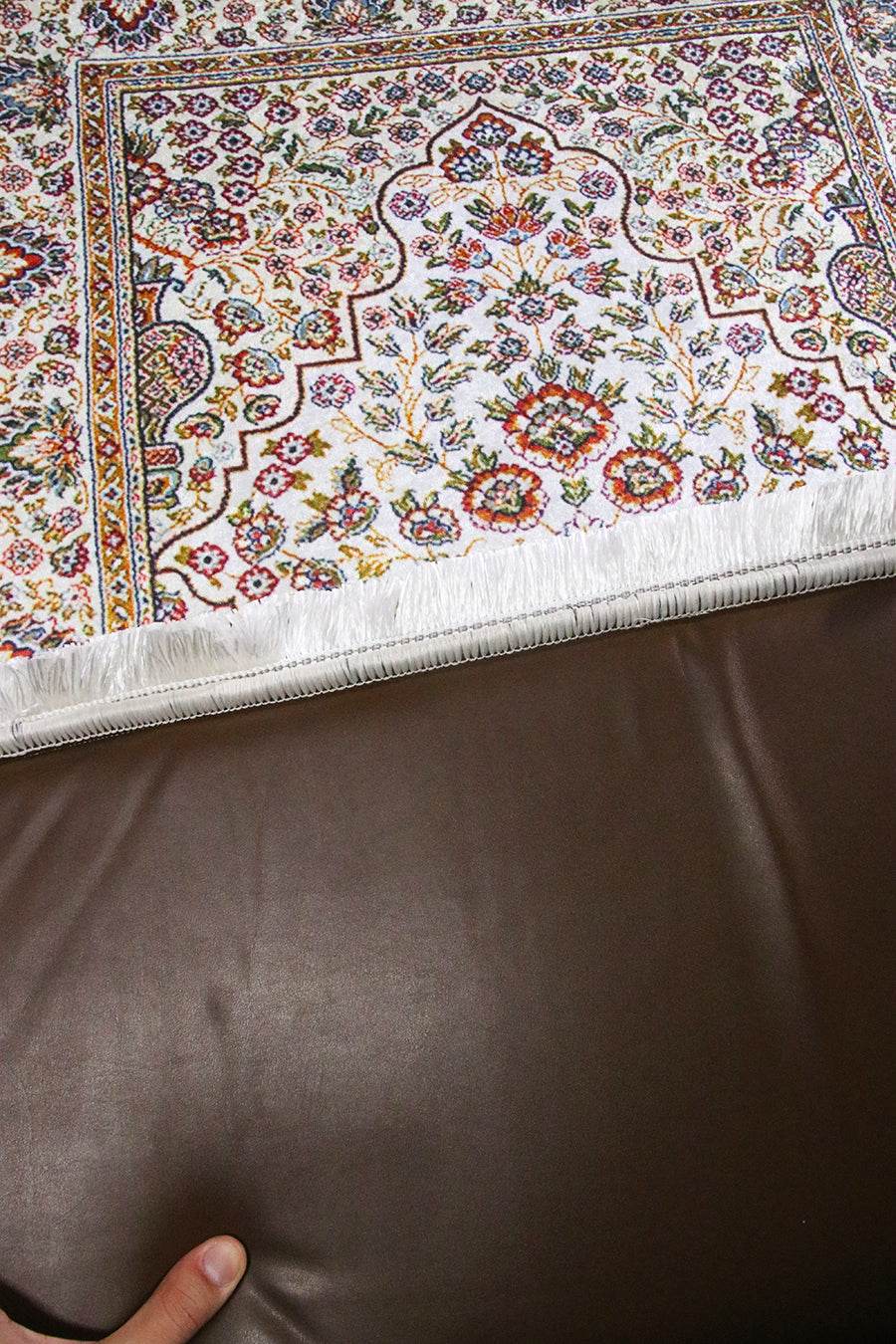 3 CM Süngerli Ortopedik Seccade - Kahverengi Klasik Çeyizlik Kadife Seccade - Carpetella