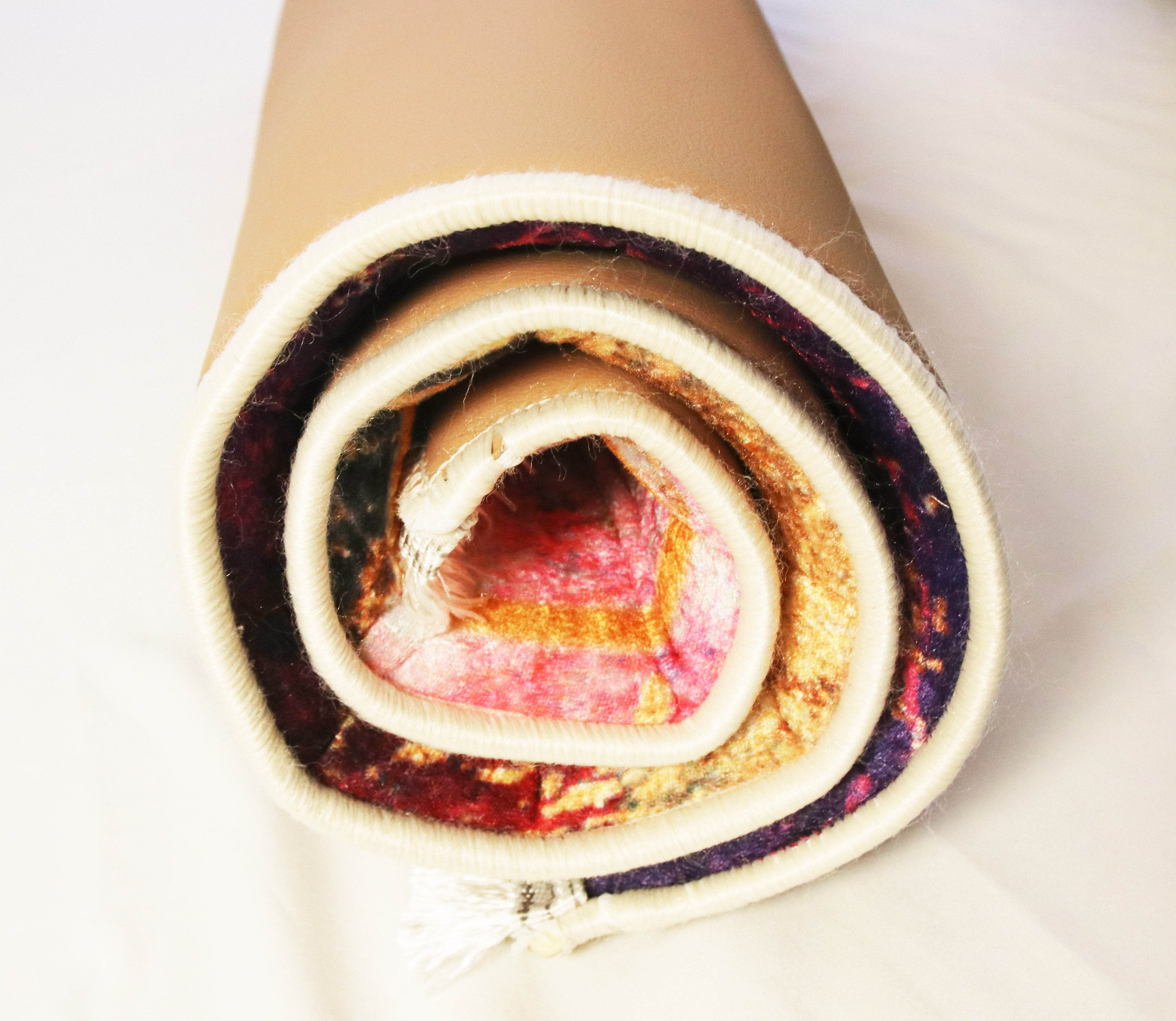 3 CM Süngerli Ortopedik Seccade - Mor Hilalli Lüks Kadife Ortopedik - Carpetella