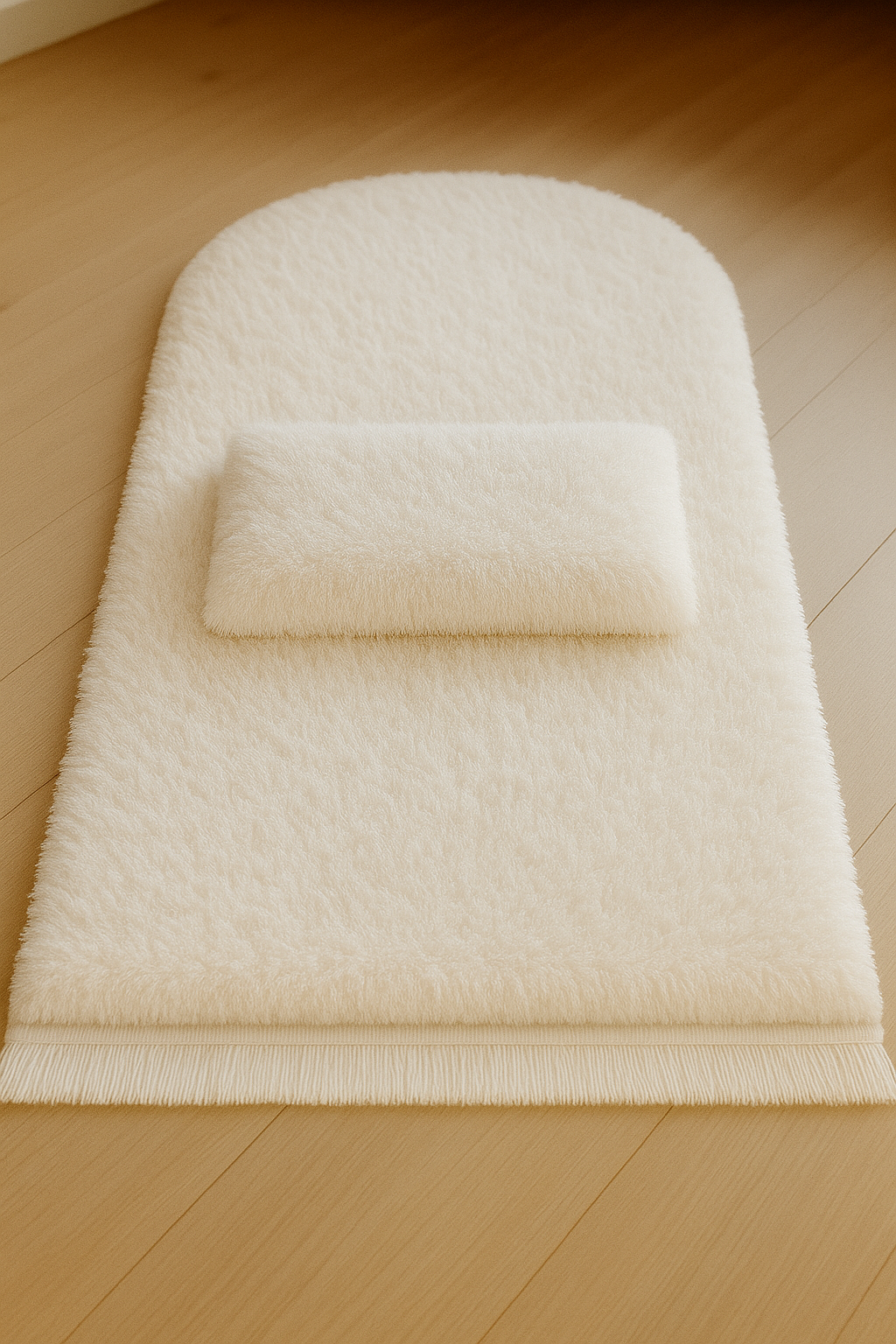 7 CM Ortopedik Ortası Süngerli Diz Ağrıtmaz Beyaz Peluş Seccade Namazlık