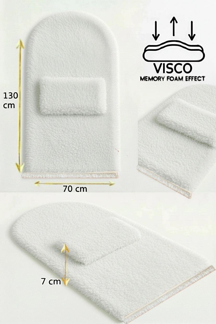 7 CM Ortopedik Ortası Süngerli Diz Ağrıtmaz Beyaz Peluş Seccade Namazlık