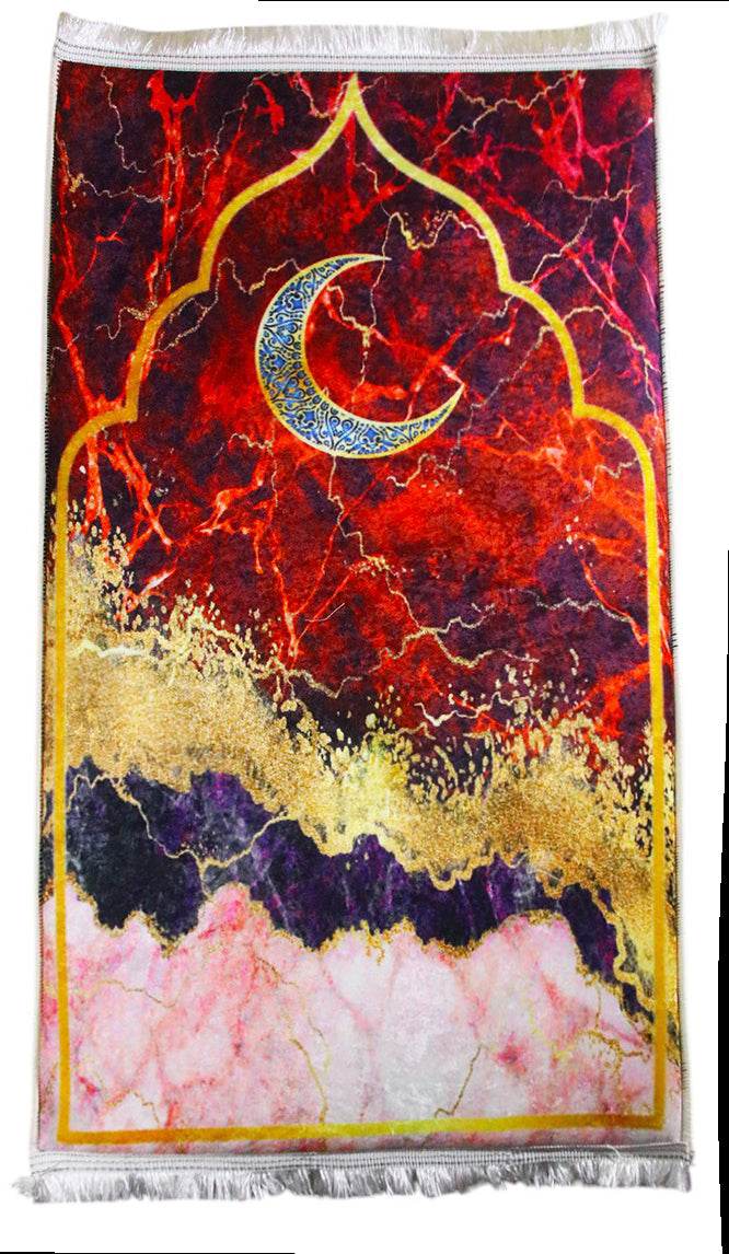 3 CM Süngerli Ortopedik Seccade - Kırmızı Gold Kaymaz Ortopedik Seccade - Carpetella