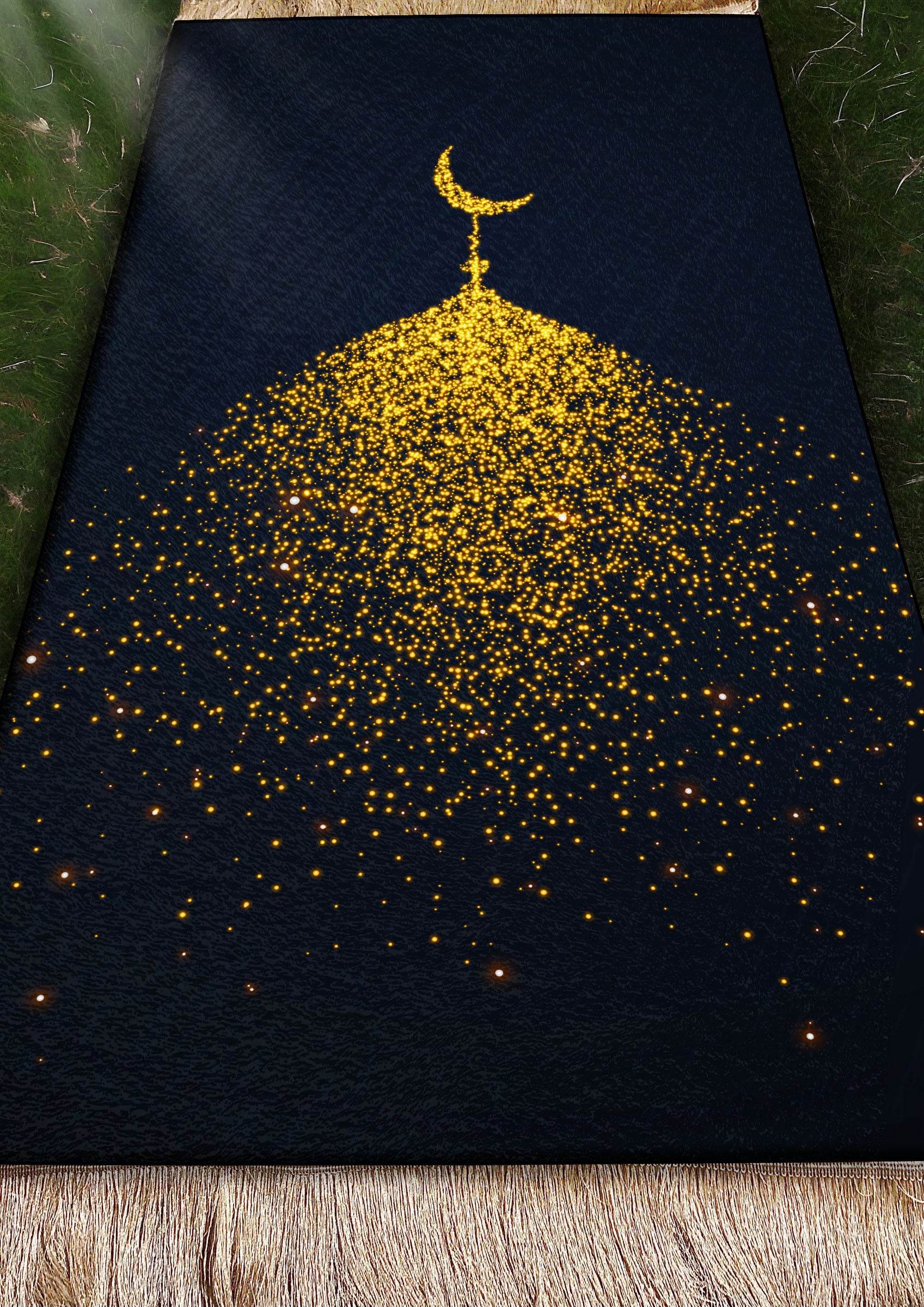 İsme Özel Hilal Gold Keten Astarlı Lüks Seccade - Carpetella