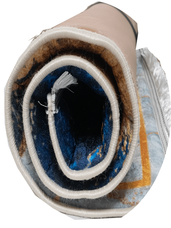 3 CM Süngerli Ortopedik Seccade - Lacivert Gold Kadife Çeyizlik Seccade - Carpetella