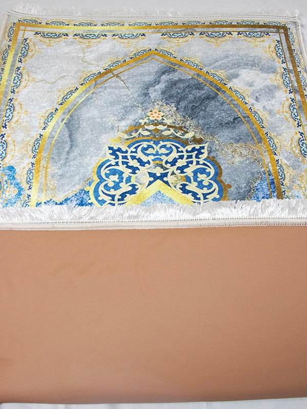 3 CM Süngerli Ortopedik Seccade - Mavi Gold Çeyizlik Diz Ağrıtmaz Seccade - Carpetella