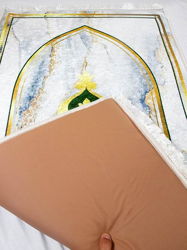 3 CM Süngerli Ortopedik Seccade - Mermer Gold Desenli Diz Dostu Seccade - Carpetella