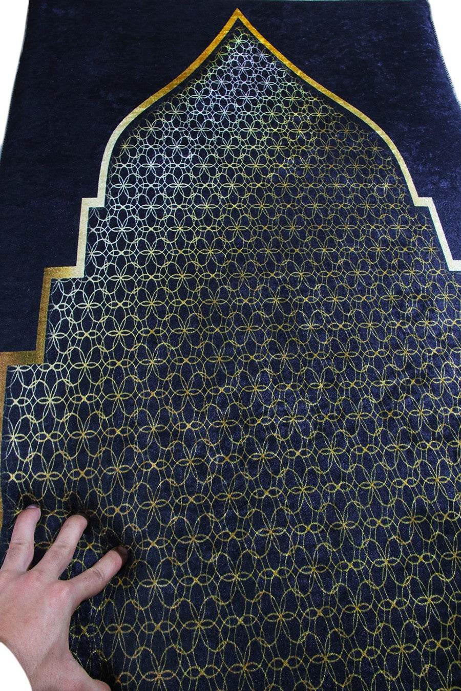 Siyah Gold Kadife Ortopedik Seccade - İsme Özel 3 CM Süngerli - Carpetella