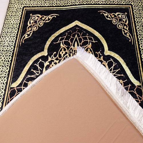 3 CM Süngerli Ortopedik Seccade - Siyah Sarı Çizgili Lüks - Carpetella