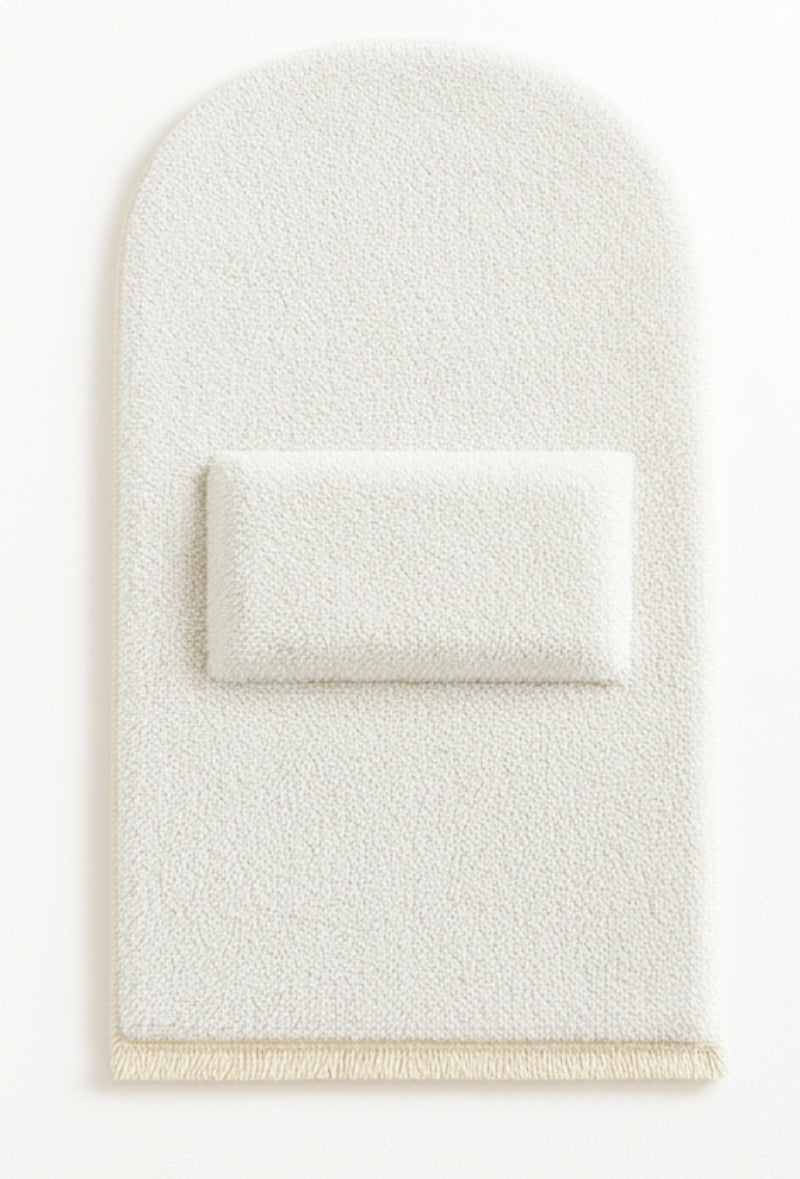 7 CM Ortopedik Ortası Süngerli Diz Ağrıtmaz Beyaz Peluş Seccade Namazlık