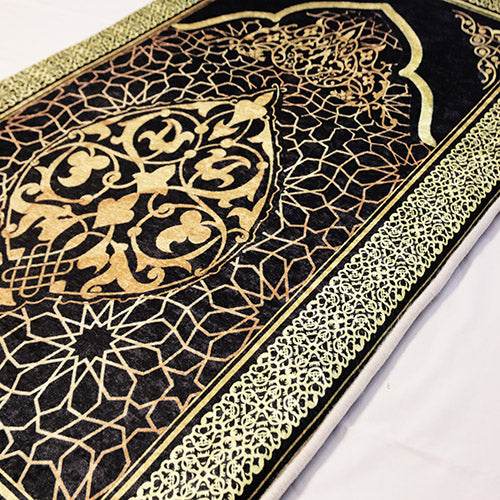 3 CM Süngerli Ortopedik Seccade - Siyah Sarı Çizgili Lüks - Carpetella