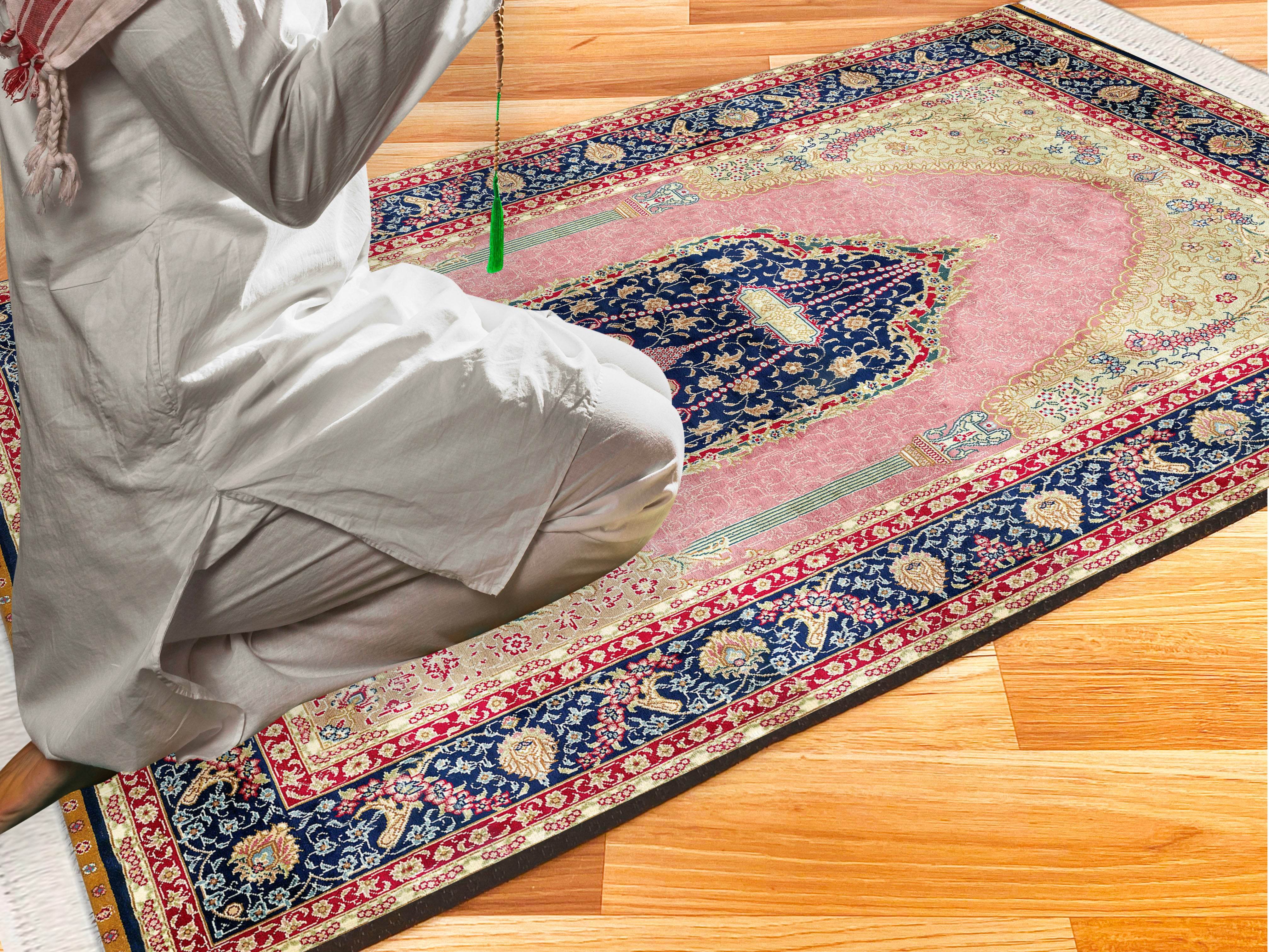 İsme Özel Pembe Keten Astarlı Lüks Seccade - Carpetella