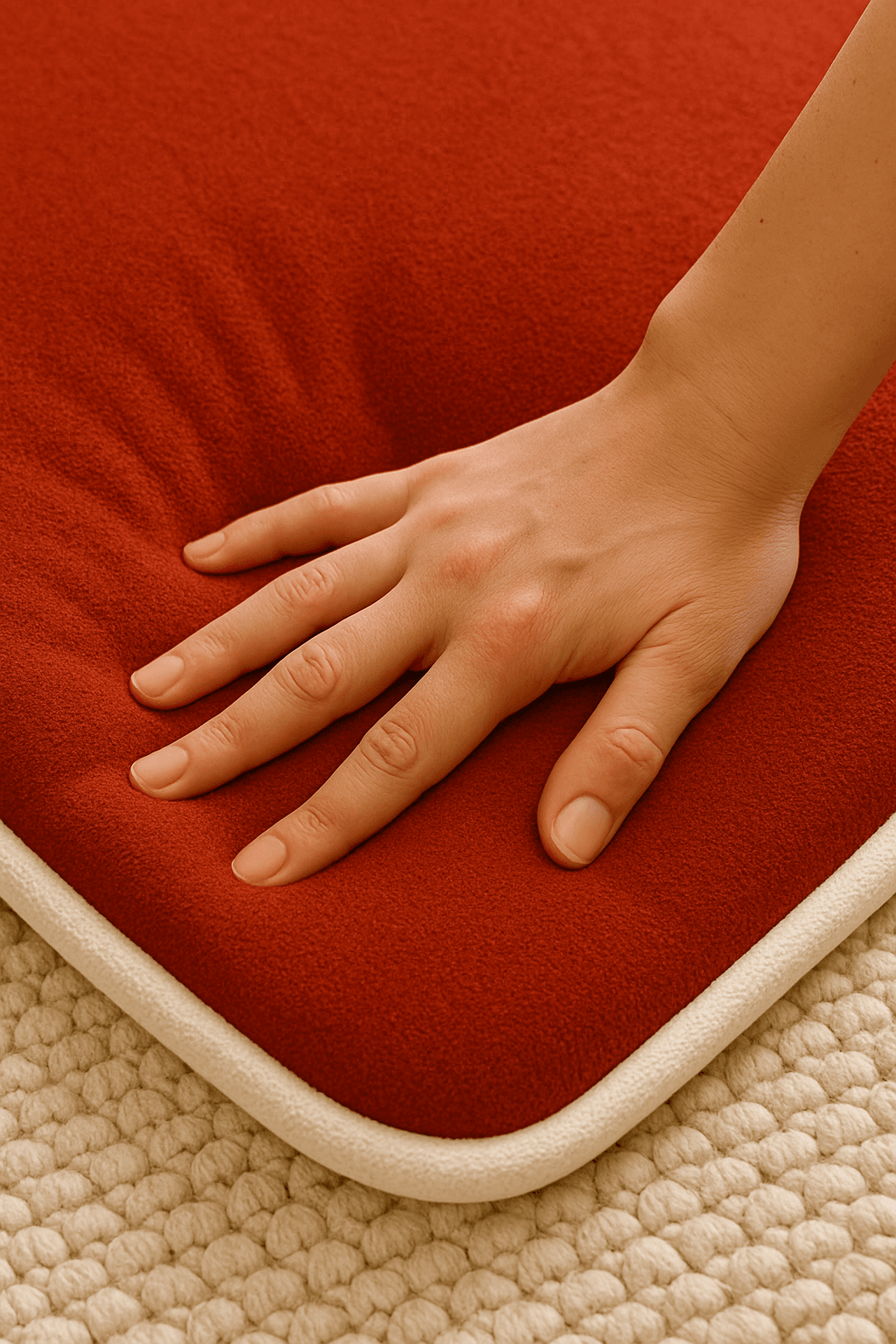 Düz Renk Desensiz Bordo Kadife Seccade Ortopedik 3 CM Süngerli - Carpetella