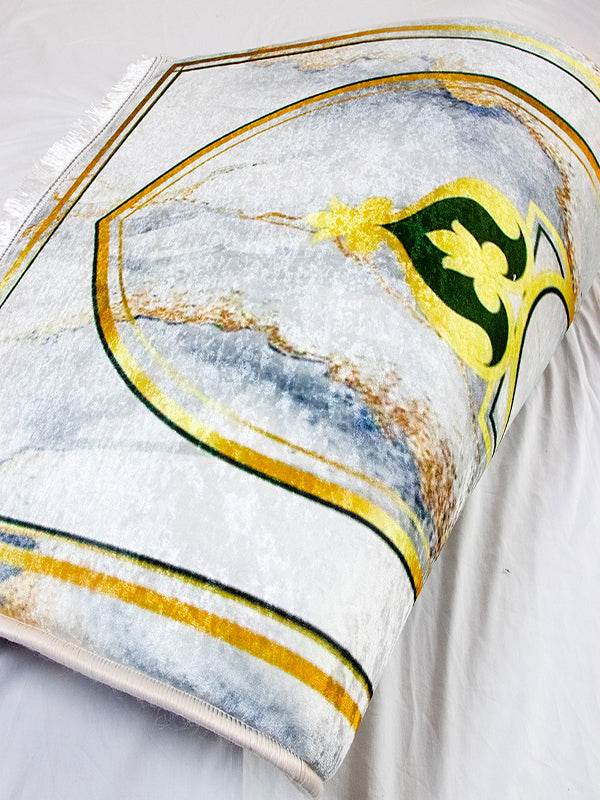 3 CM Süngerli Ortopedik Seccade - Mermer Gold Desenli Diz Dostu Seccade - Carpetella