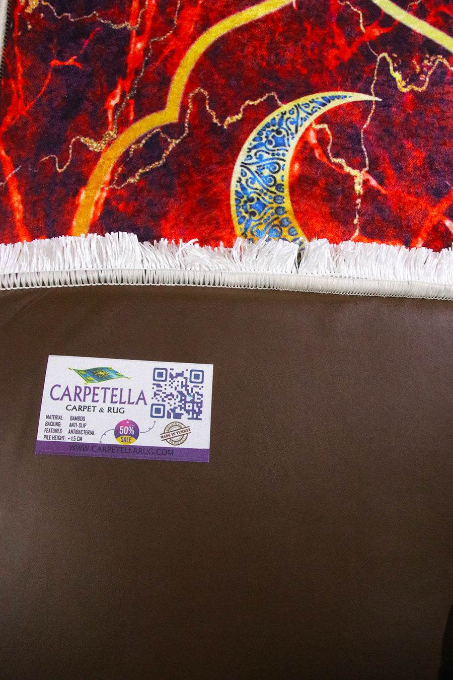 Kırmızı Hilal İsme Özel 3 CM Süngerli Ortopedik Seccade - Carpetella