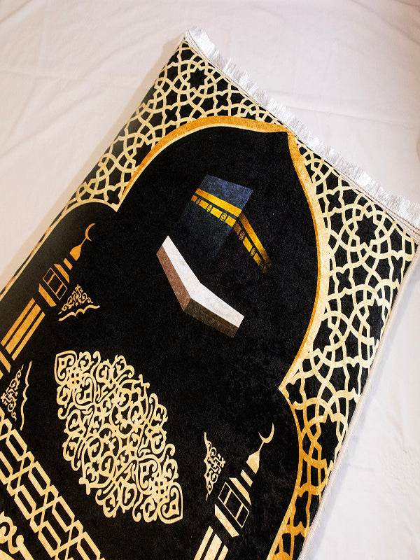 3 CM Süngerli Ortopedik Seccade - Kabe Gold Motifli Lüks - Carpetella