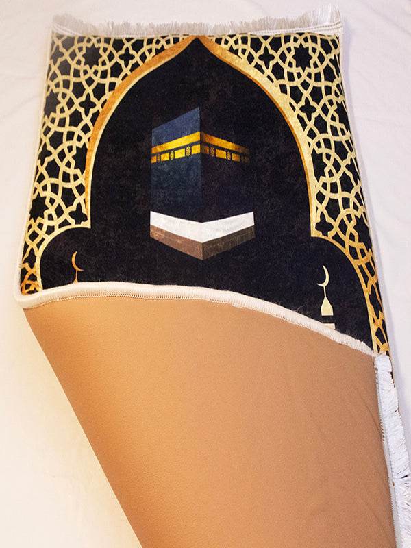 3 CM Süngerli Ortopedik Seccade - Kabe Gold Motifli Lüks - Carpetella