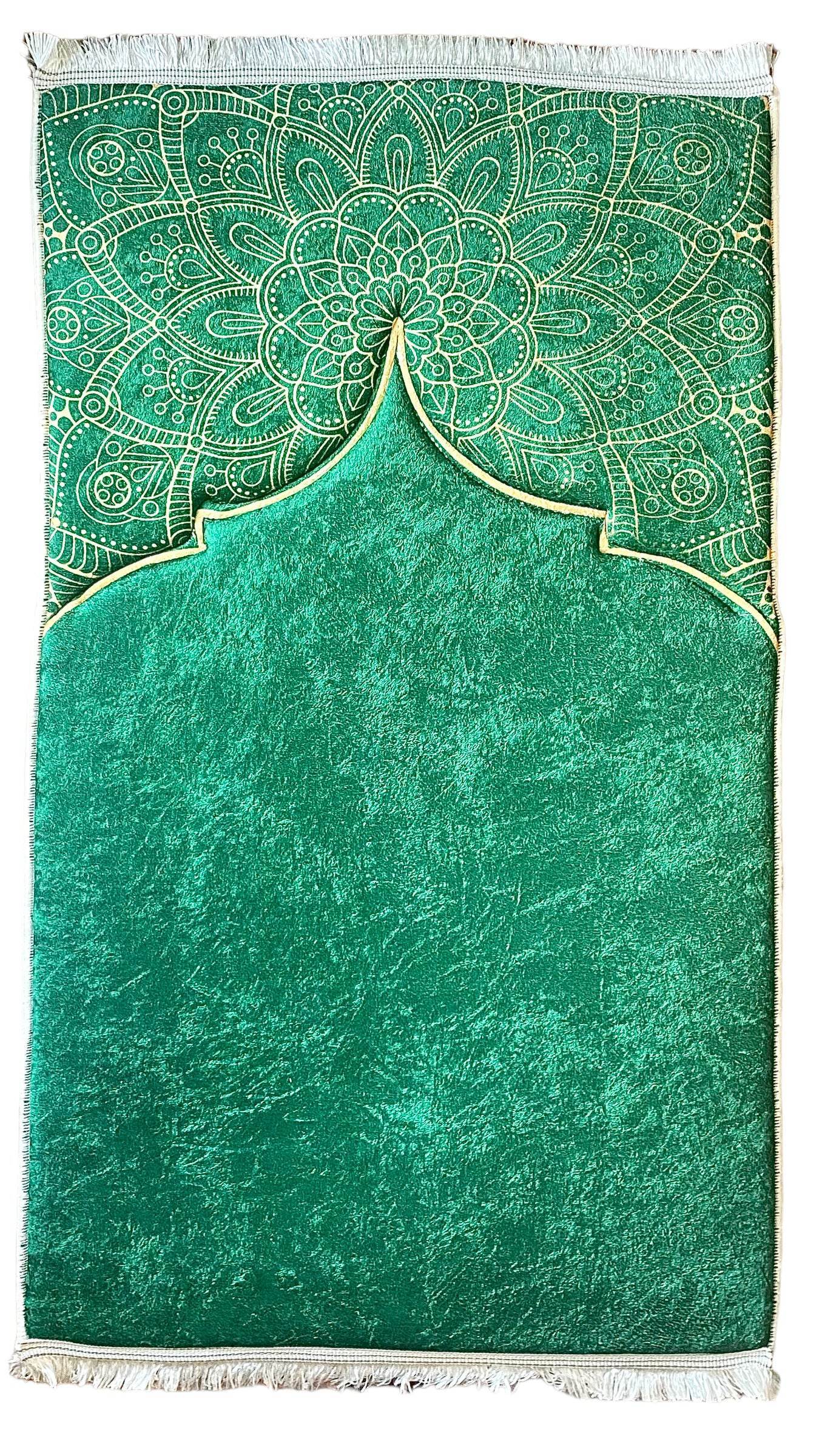 3 CM Süngerli Ortopedik Seccade - Yeşil Kadife Diz Ağrıtmaz 70x120cm - Carpetella