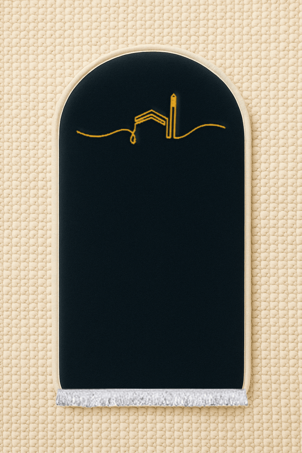 Lacivert Kabe İşlemeli Kadife Seccade | Ortopedik 3cm Süngerli - Carpetella