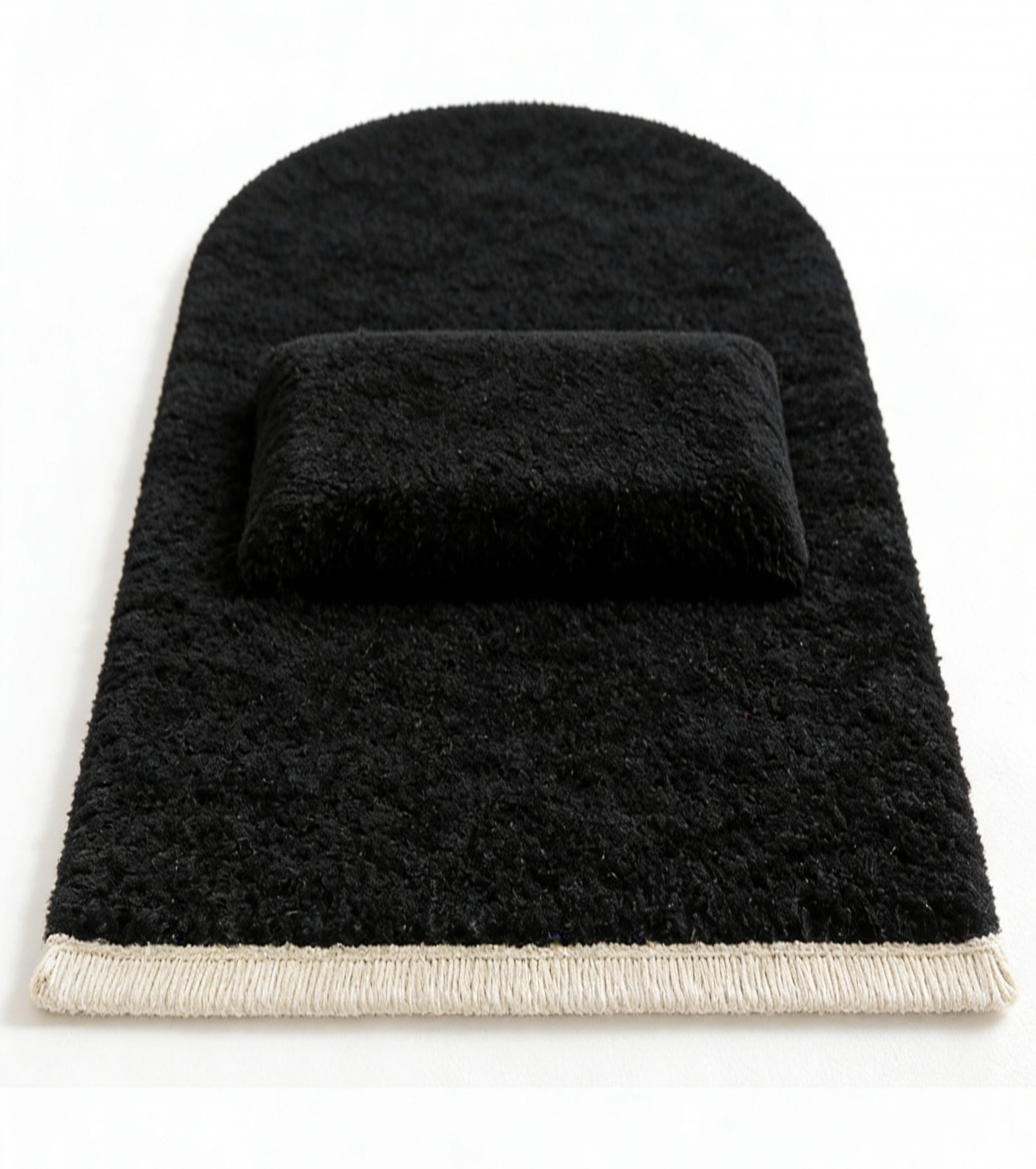 7 CM Ortopedik Ortası Süngerli Diz Ağrıtmaz Siyah Peluş Seccade Namazlık