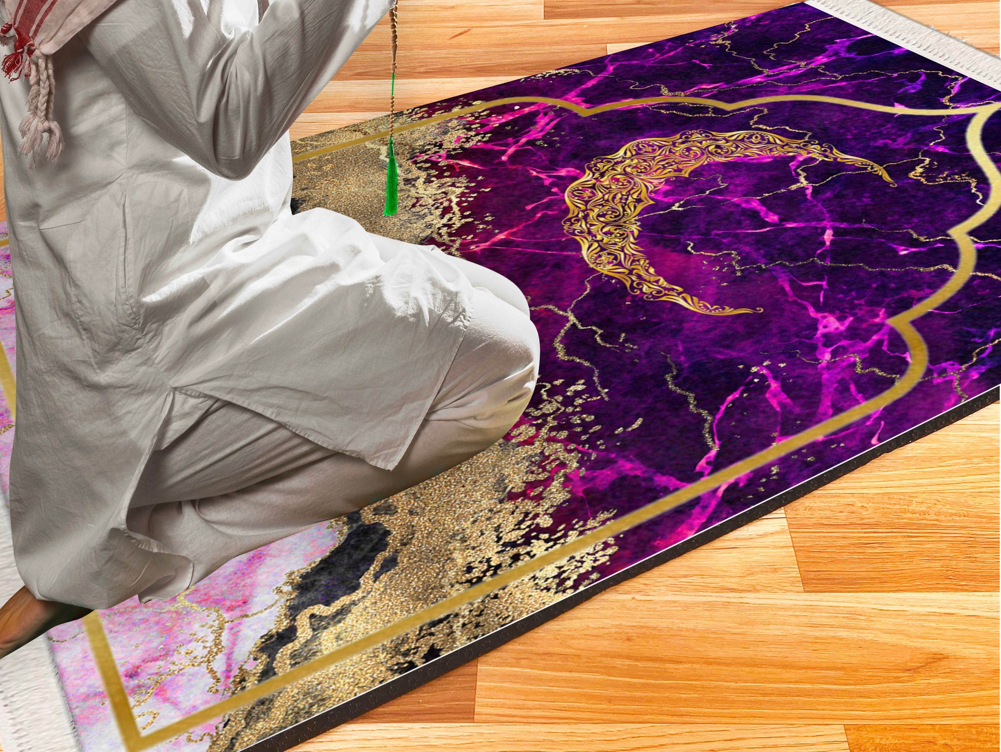 Mor Hilal Keten Kadife Seccade - 70x120cm - Carpetella