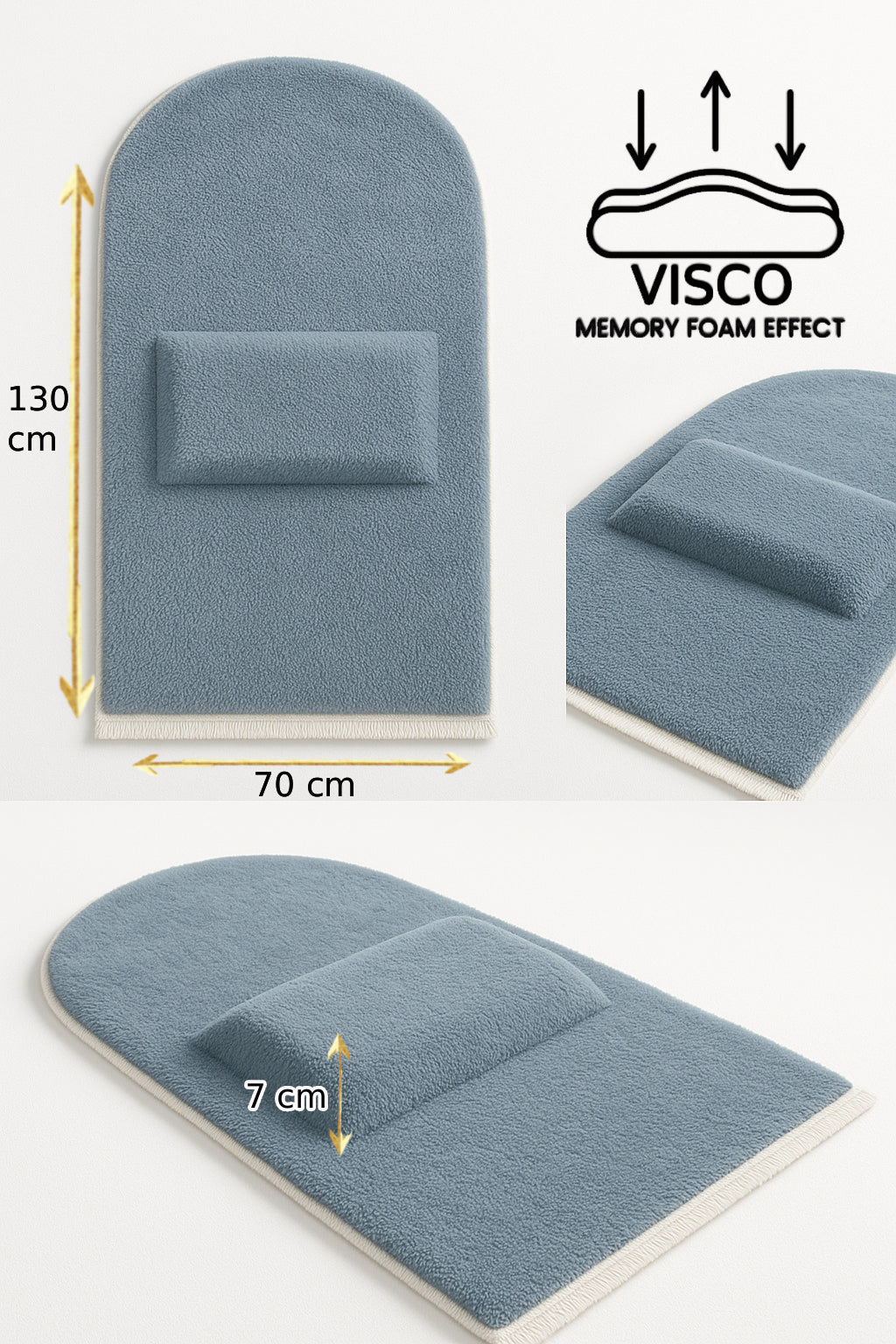 7 CM Ortopedik Ortası Süngerli Diz Ağrıtmaz Gri Peluş Seccade Namazlık