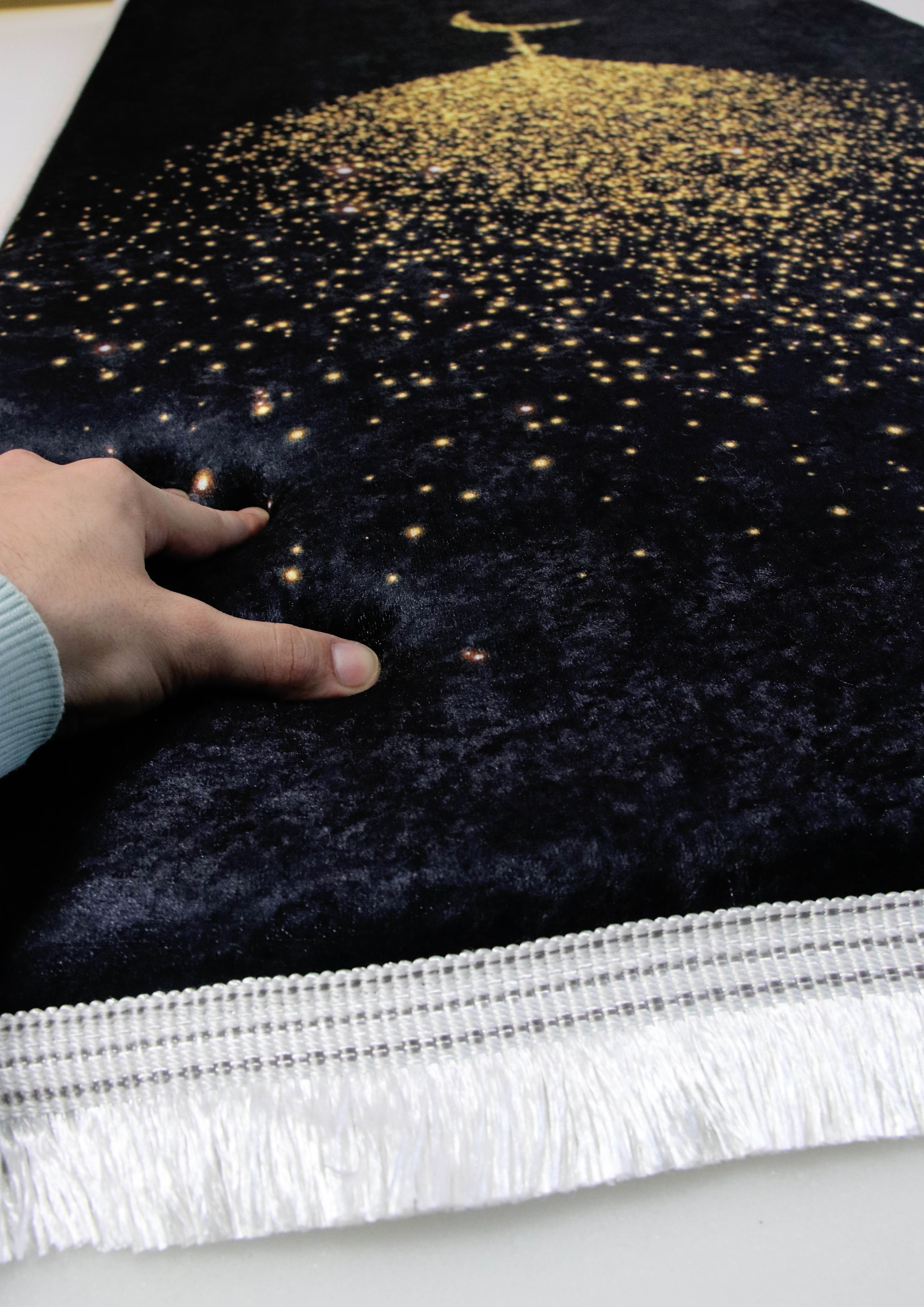 3 CM Süngerli Ortopedik Seccade - Hilal Gold Lüks Ortopedik Kadife - Carpetella