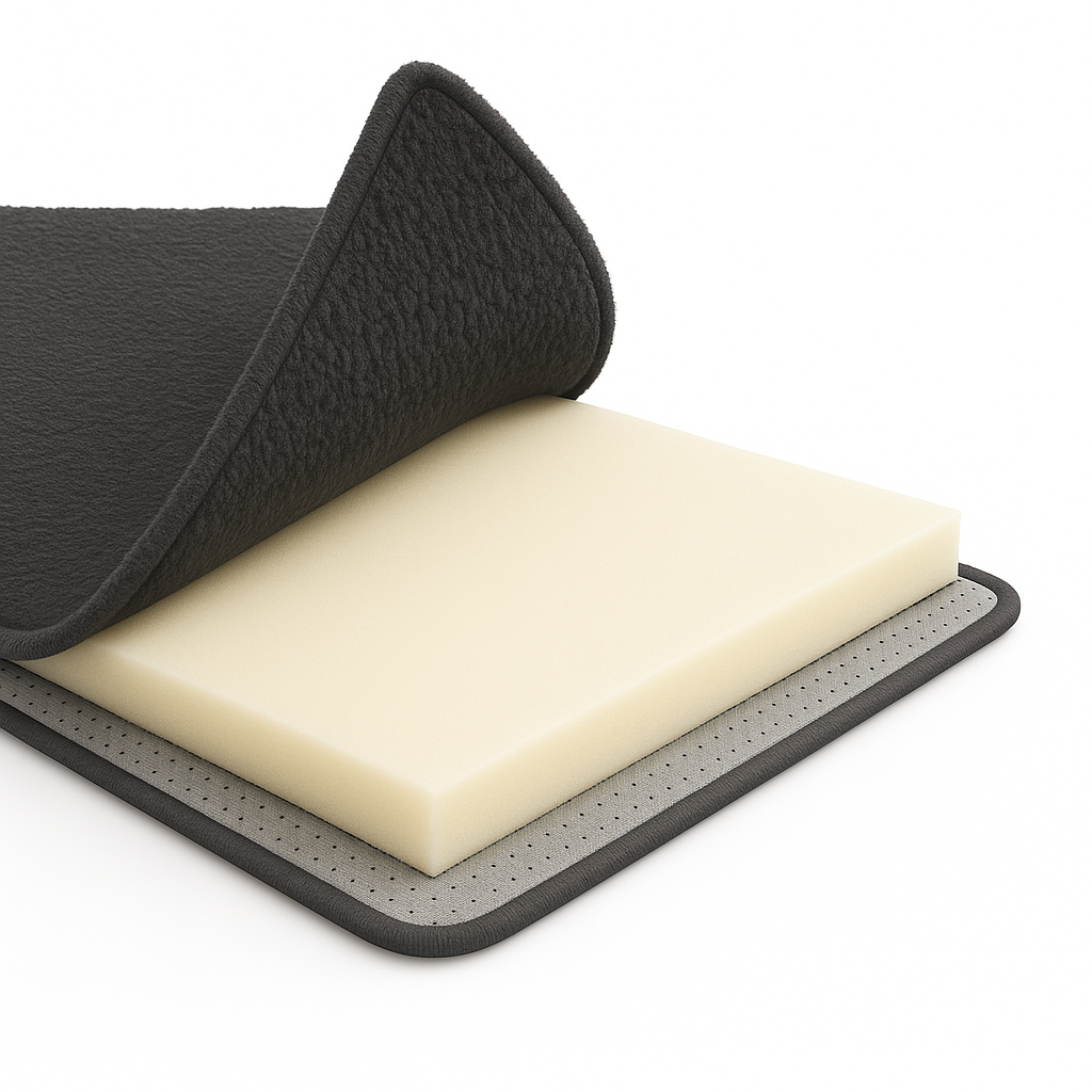 Düz Renk 3 CM Süngerli Peluş Seccade | Siyah Ortopedik 3cm Süngerli