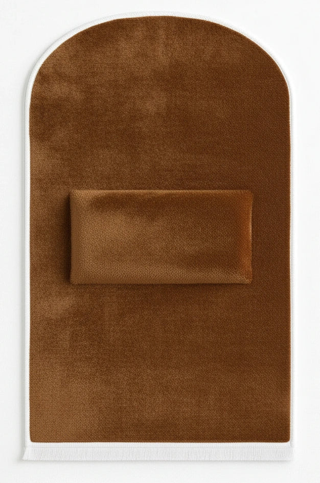 7 CM Ortopedik Ortası Süngerli Diz Ağrıtmaz Kahverengi Peluş Seccade Namazlık