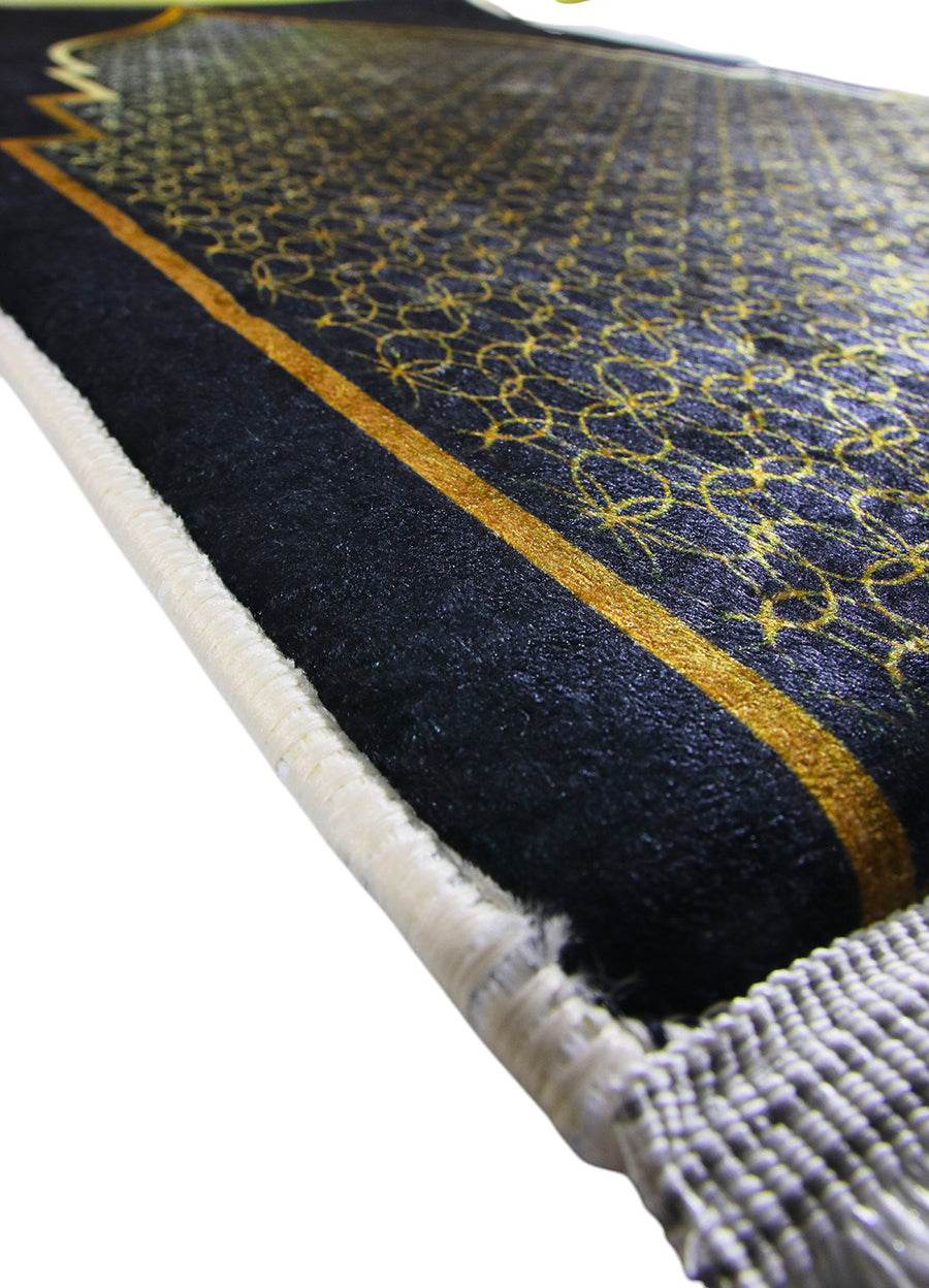 Siyah Gold Kadife Ortopedik Seccade - İsme Özel 3 CM Süngerli - Carpetella