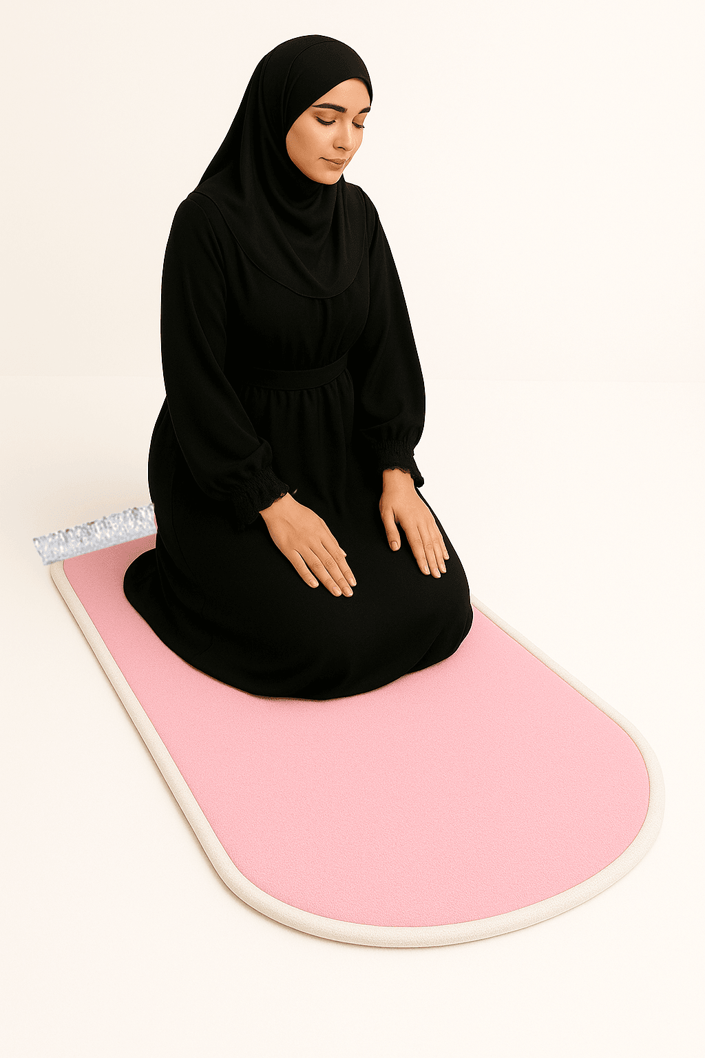 Düz Renk Desensiz Pembe Kadife Seccade Ortopedik 3 CM Süngerli - Carpetella