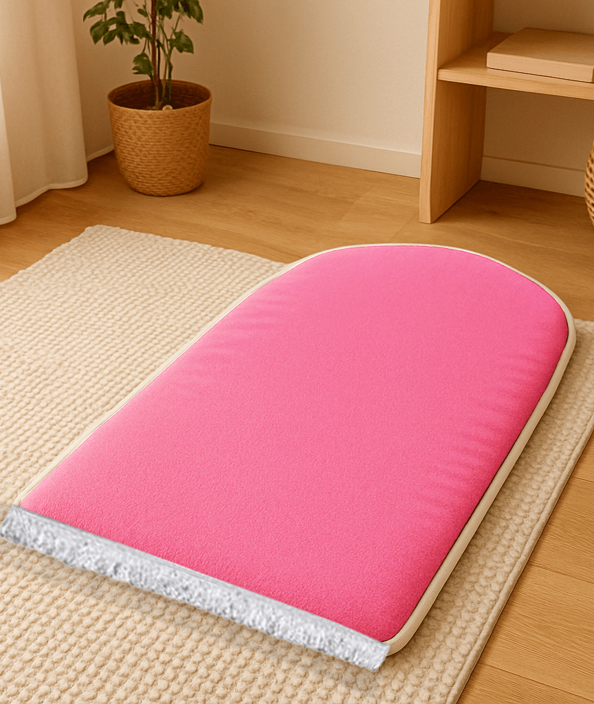 Düz Renk Desensiz Pembe Kadife Seccade Ortopedik 3 CM Süngerli - Carpetella