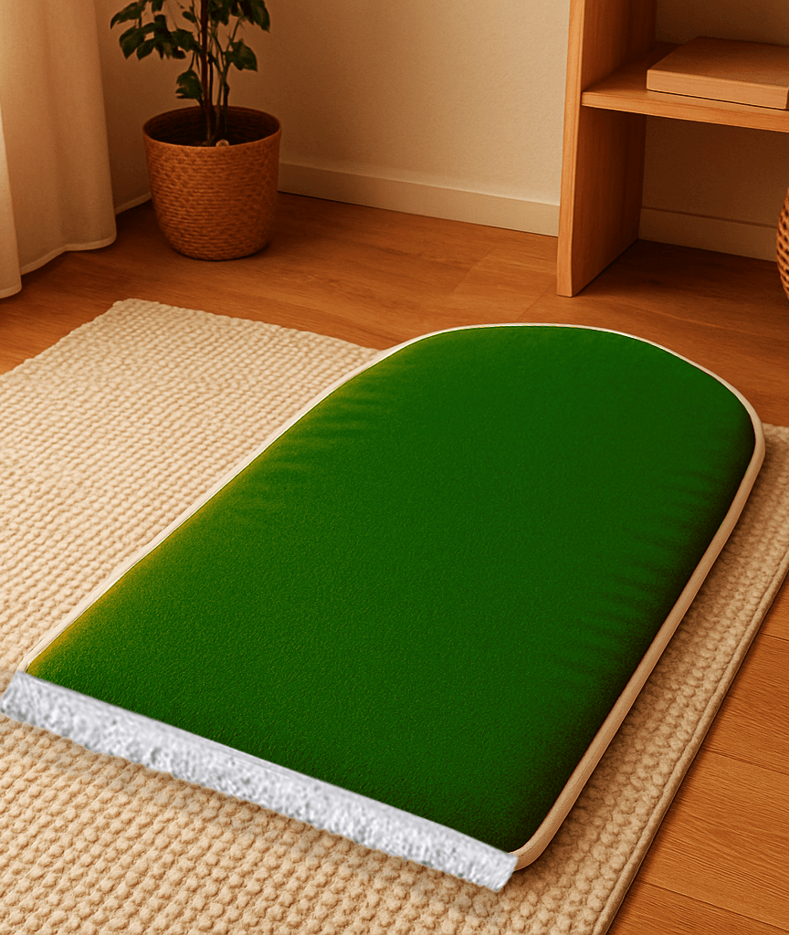 Düz Renk Desensiz Yeşil Kadife Seccade Ortopedik 3 CM Süngerli - Carpetella