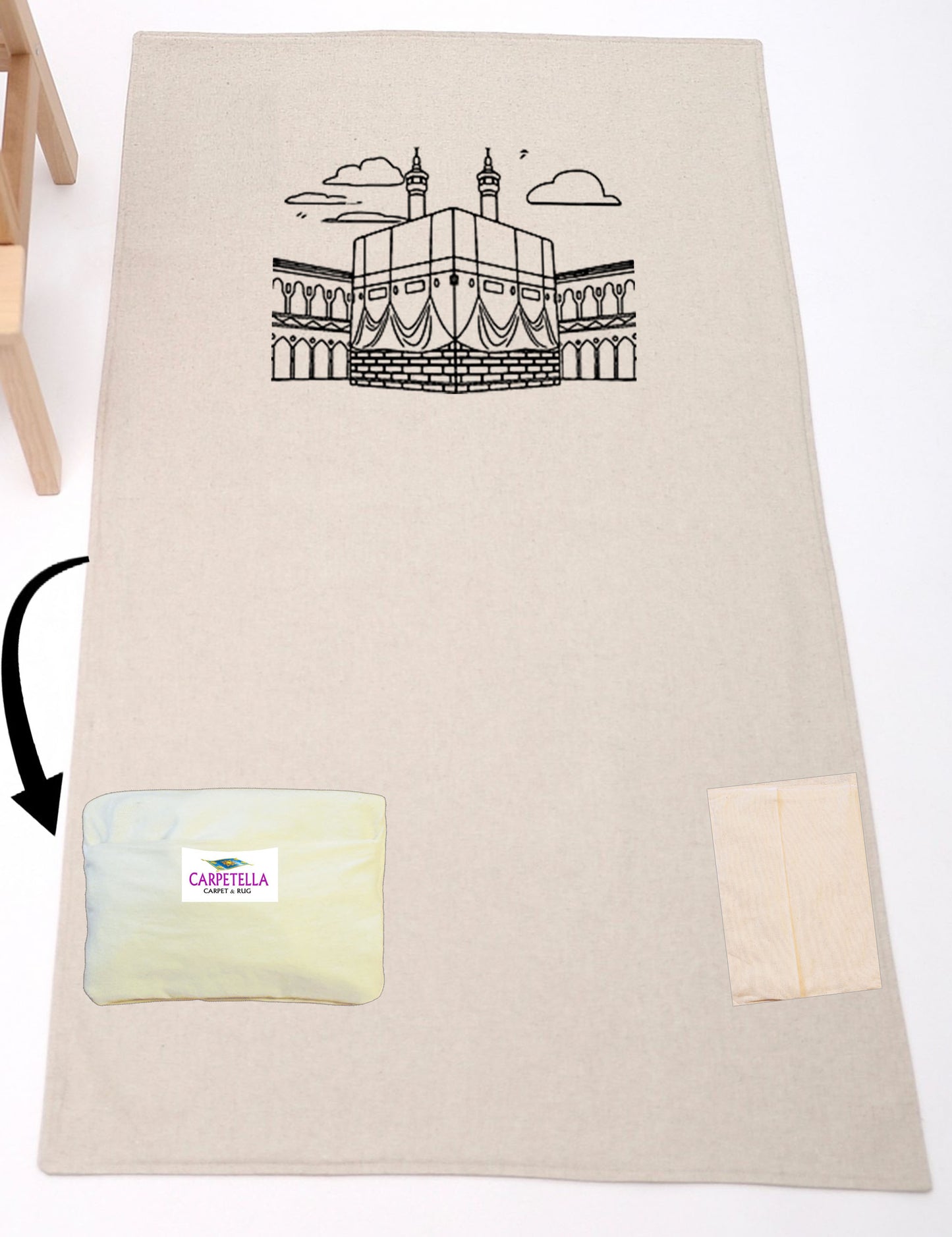 Portable Travel Pocket Prayer Rug Bag Transforming Light Slim Linen Minimalist Praying Sejadah Janamaz