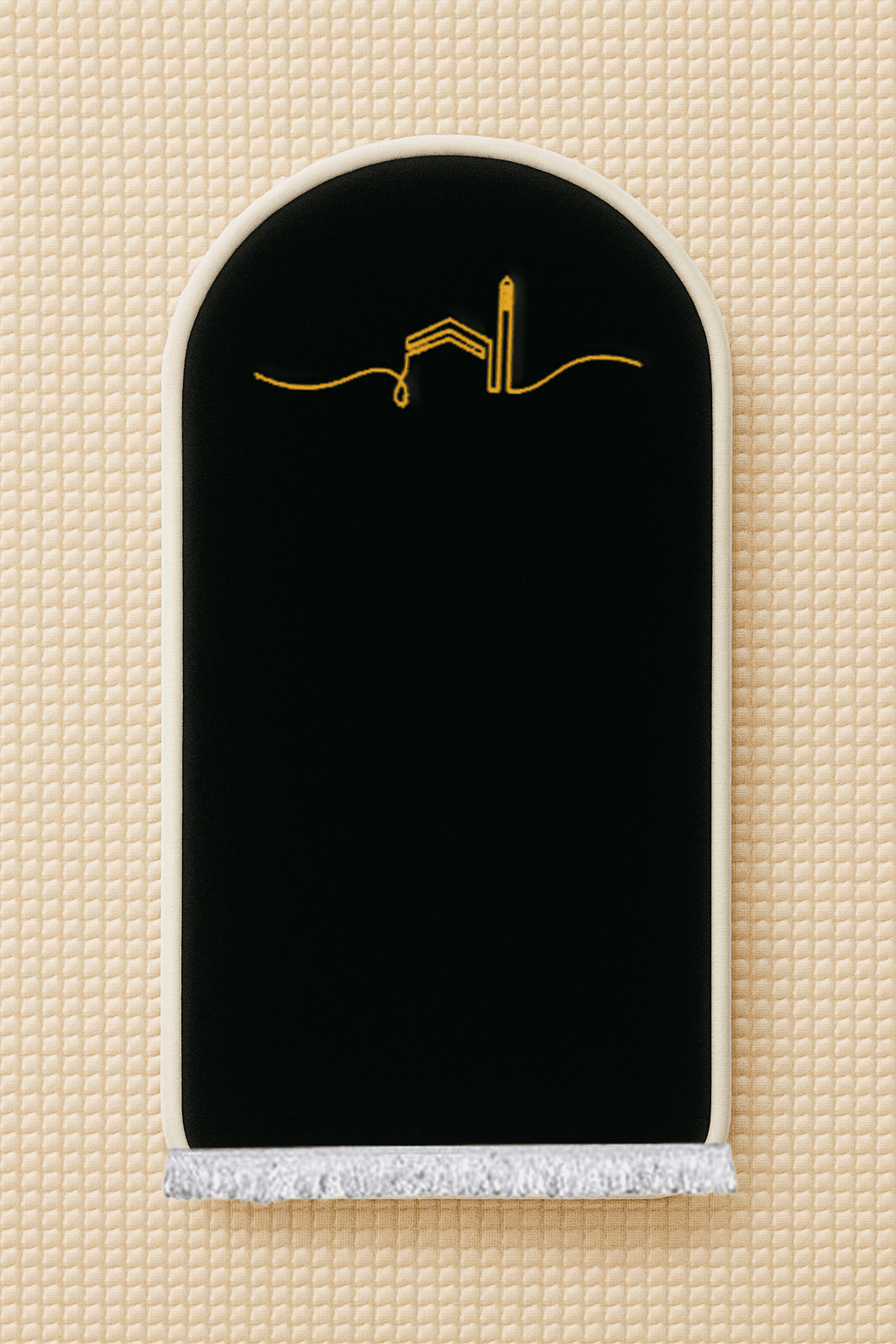 İsme Özel 3 CM Süngerli Kadife Ortopedik Seccade Minimal Siyah - Carpetella