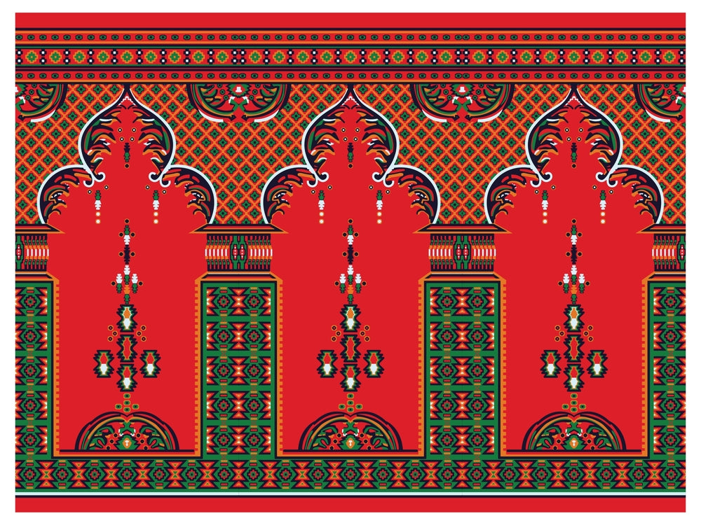 Prayer Rug - Multi-Person Janamaz Sajada for Family or Mosque - Large Gathering & Group Praying Carpet