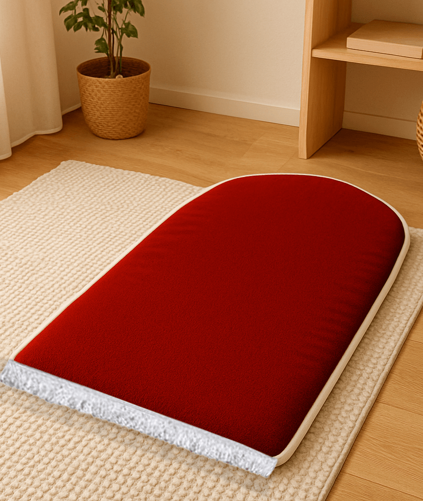 Düz Renk Desensiz Bordo Kadife Seccade Ortopedik 3 CM Süngerli - Carpetella