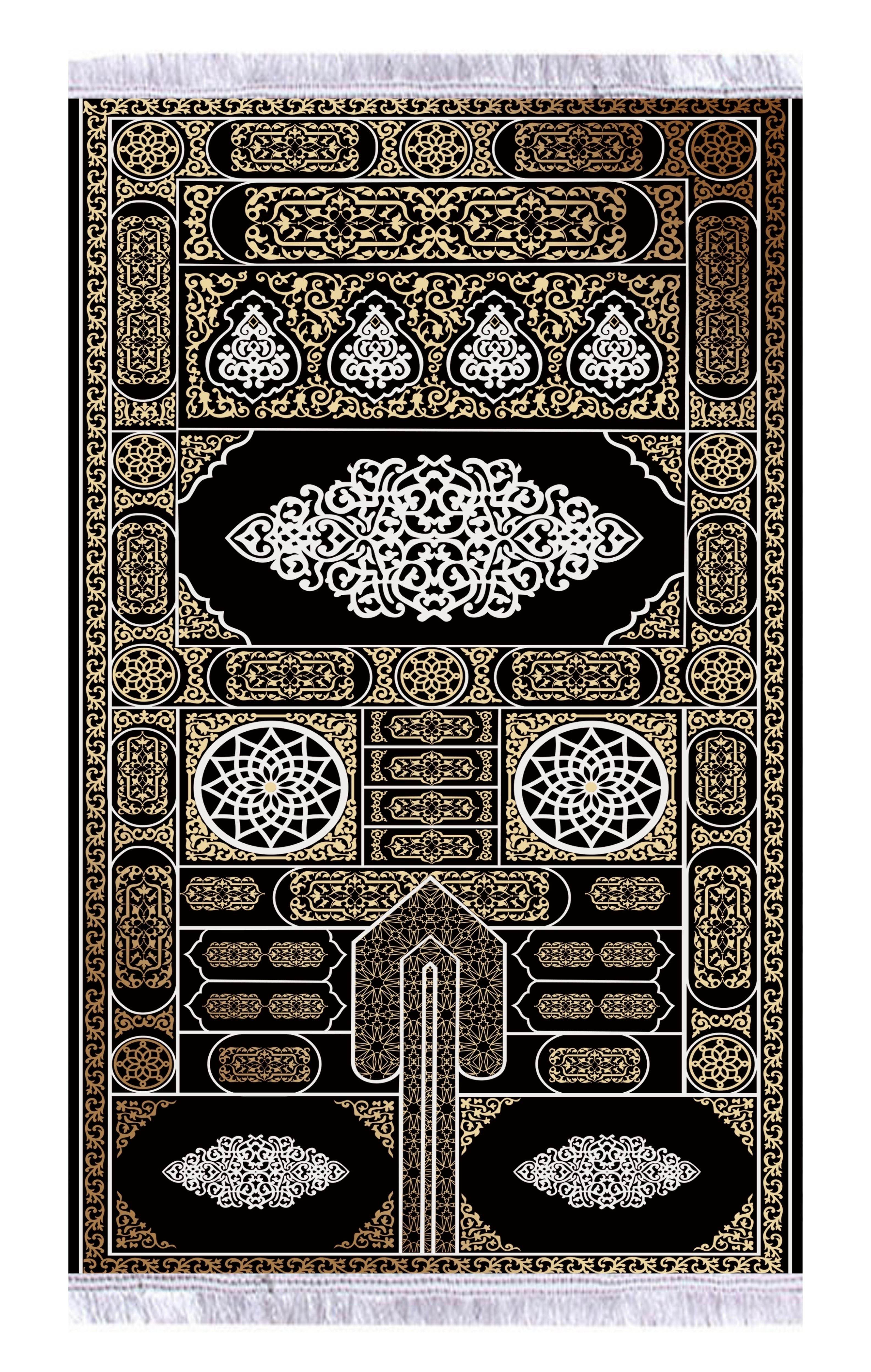 Gold Mermer Keten Astarlı Kadife Seccade - 70x120cm - Carpetella