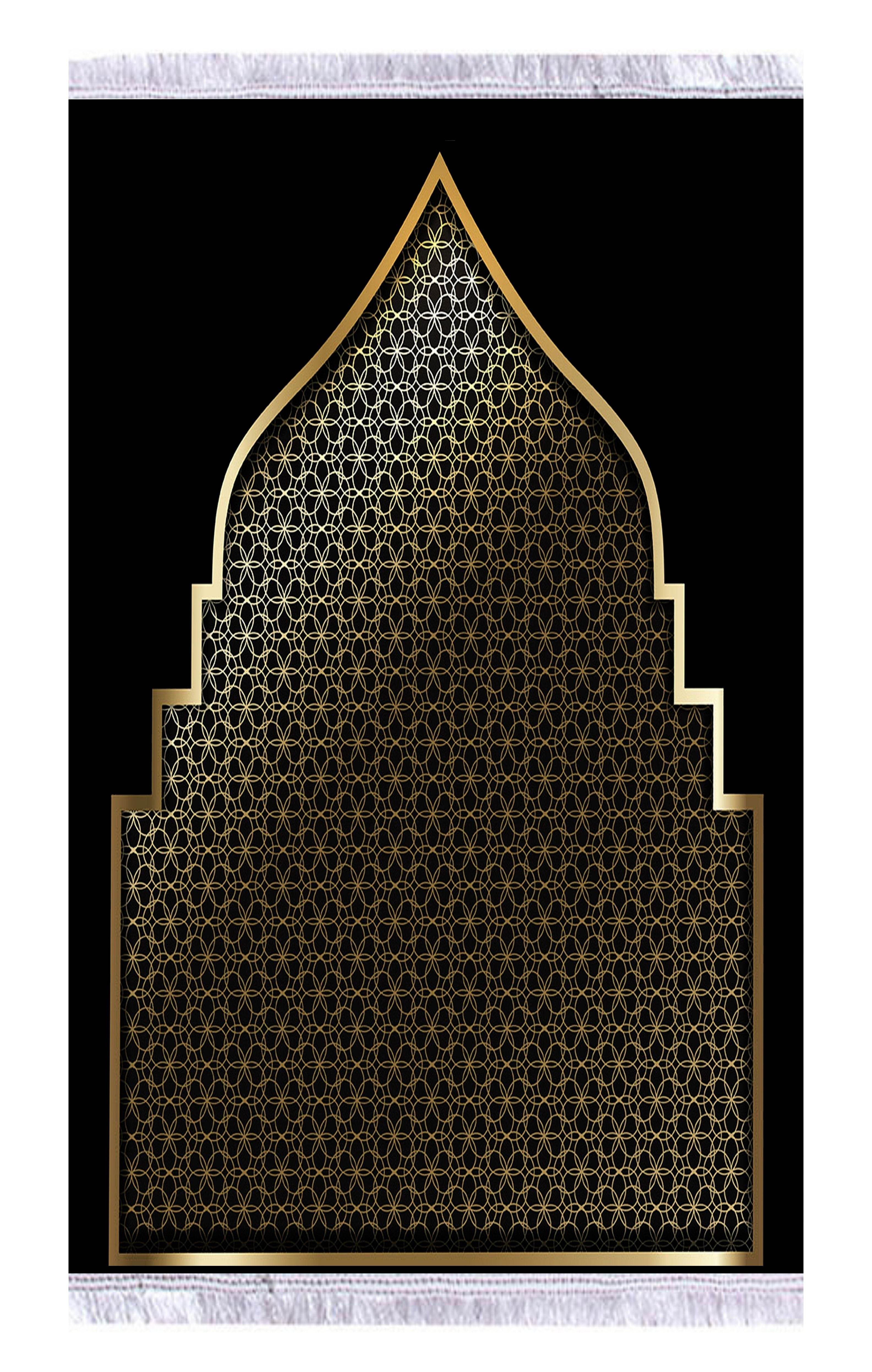 Siyah Gold Keten Astarlı Kadife Seccade - 70x120cm - Carpetella