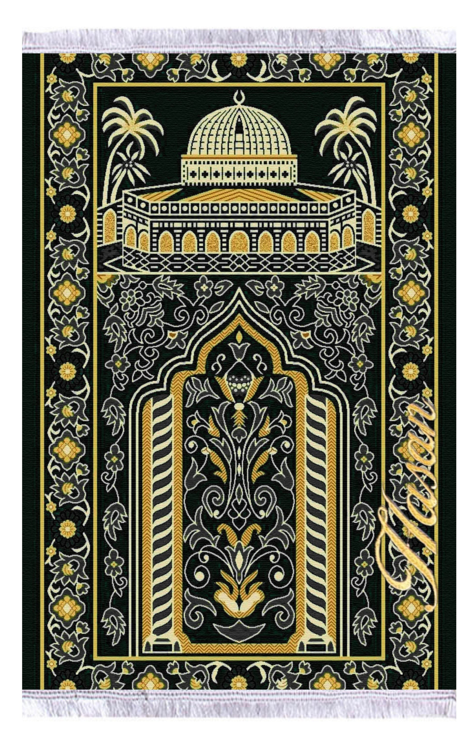 Hurma Ağacı Desenli İsme Özel Keten Astarlı Lüks Seccade - Carpetella