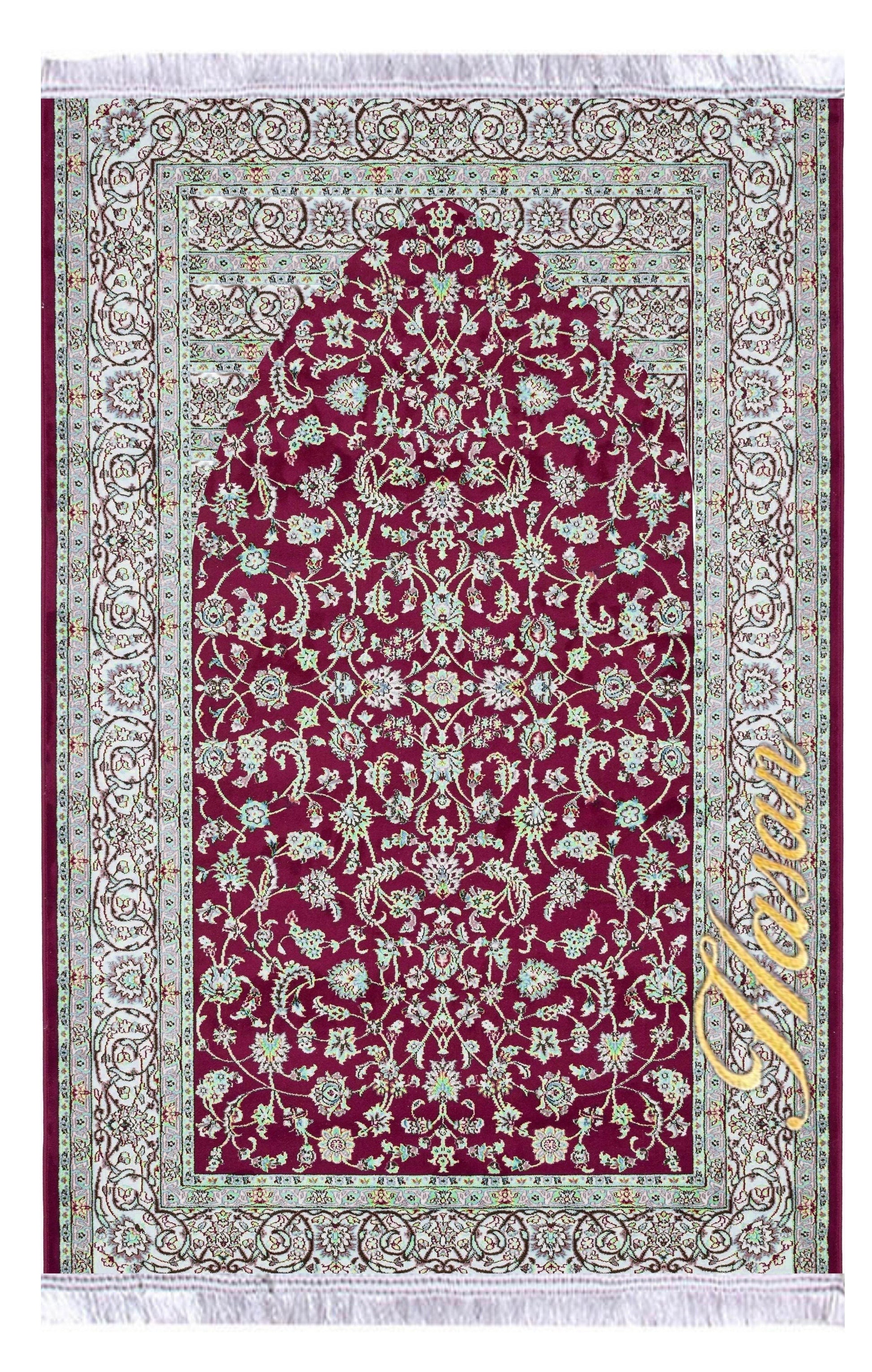 İsme Özel Tebriz Desen Keten Astarlı Lüks Seccade - Carpetella