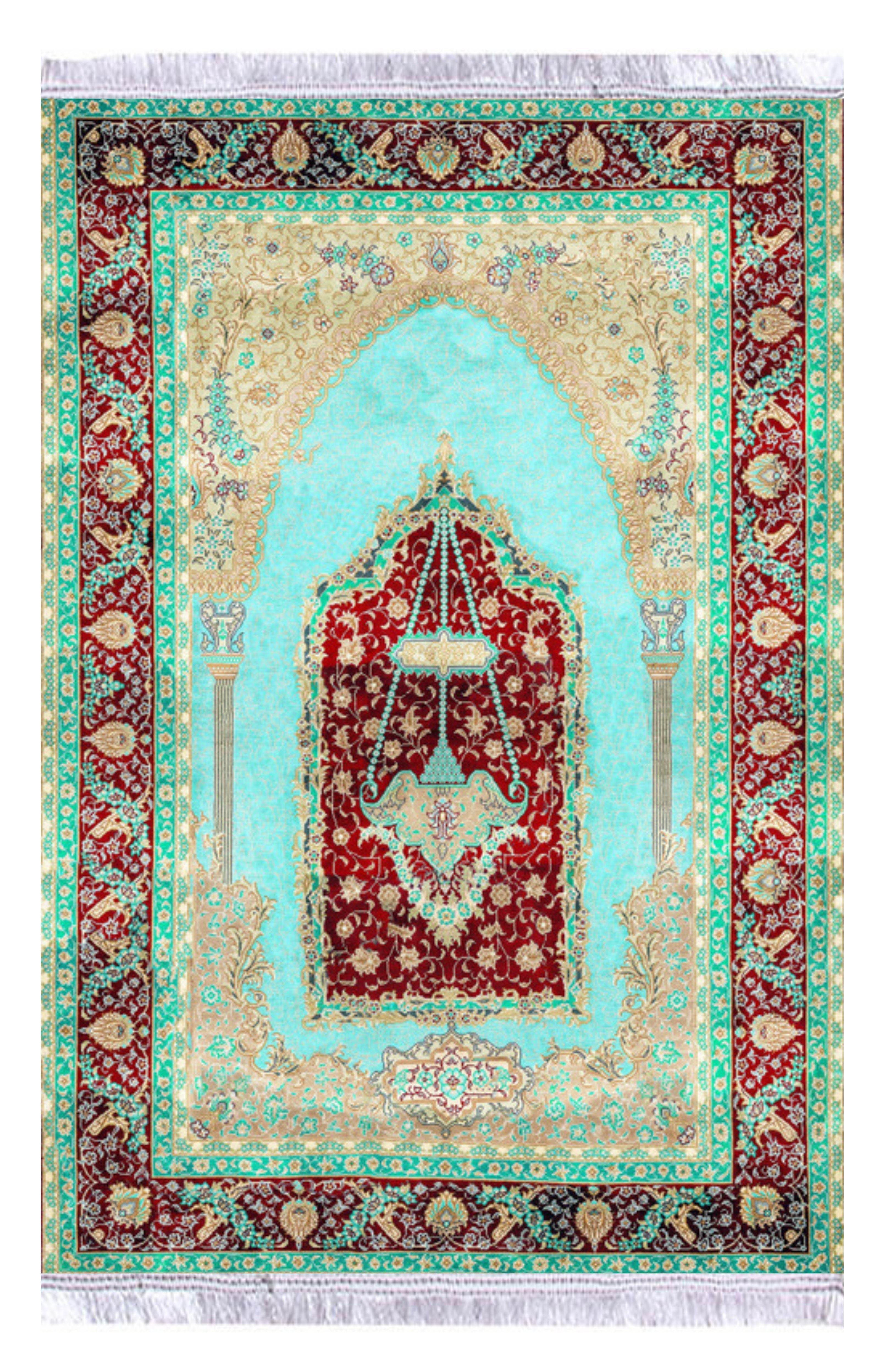 Yeşil Keten Kadife Seccade - 70x120cm - Carpetella