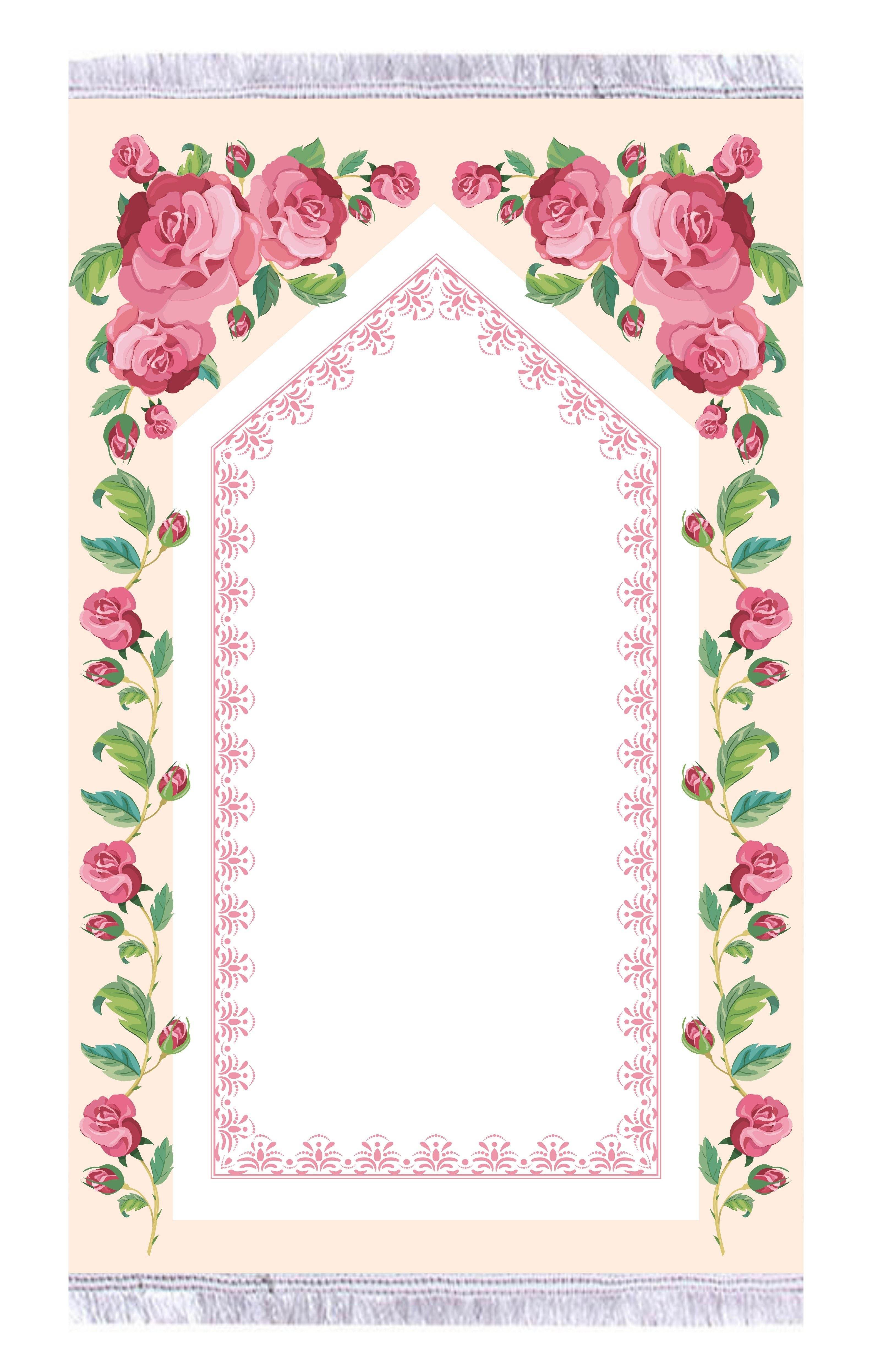 Çiçek Keten Astarlı Kadife Seccade - 70x120cm - Carpetella