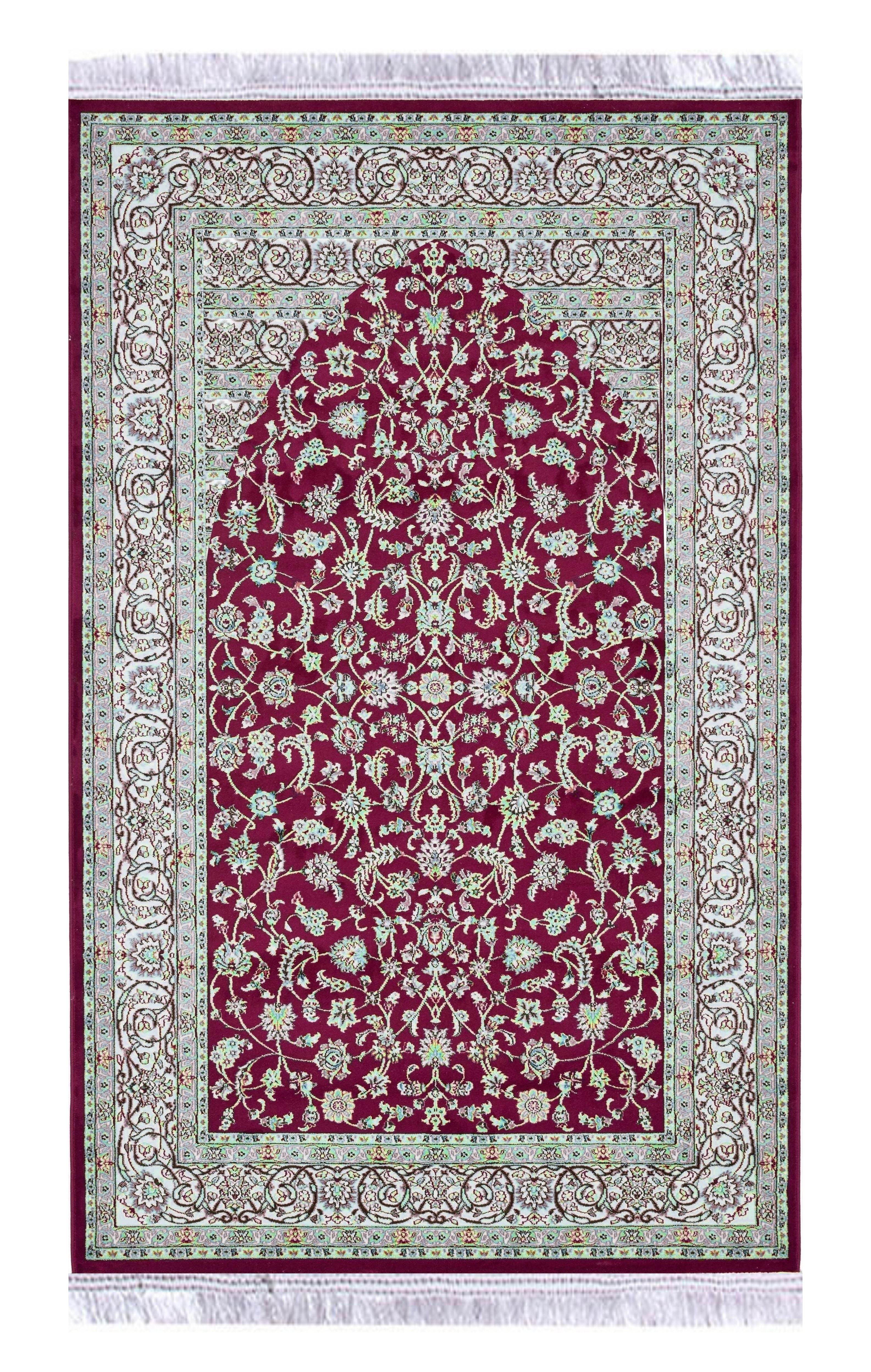 Bordo Keten Astarlı Kadife Seccade - 70x120cm - Carpetella