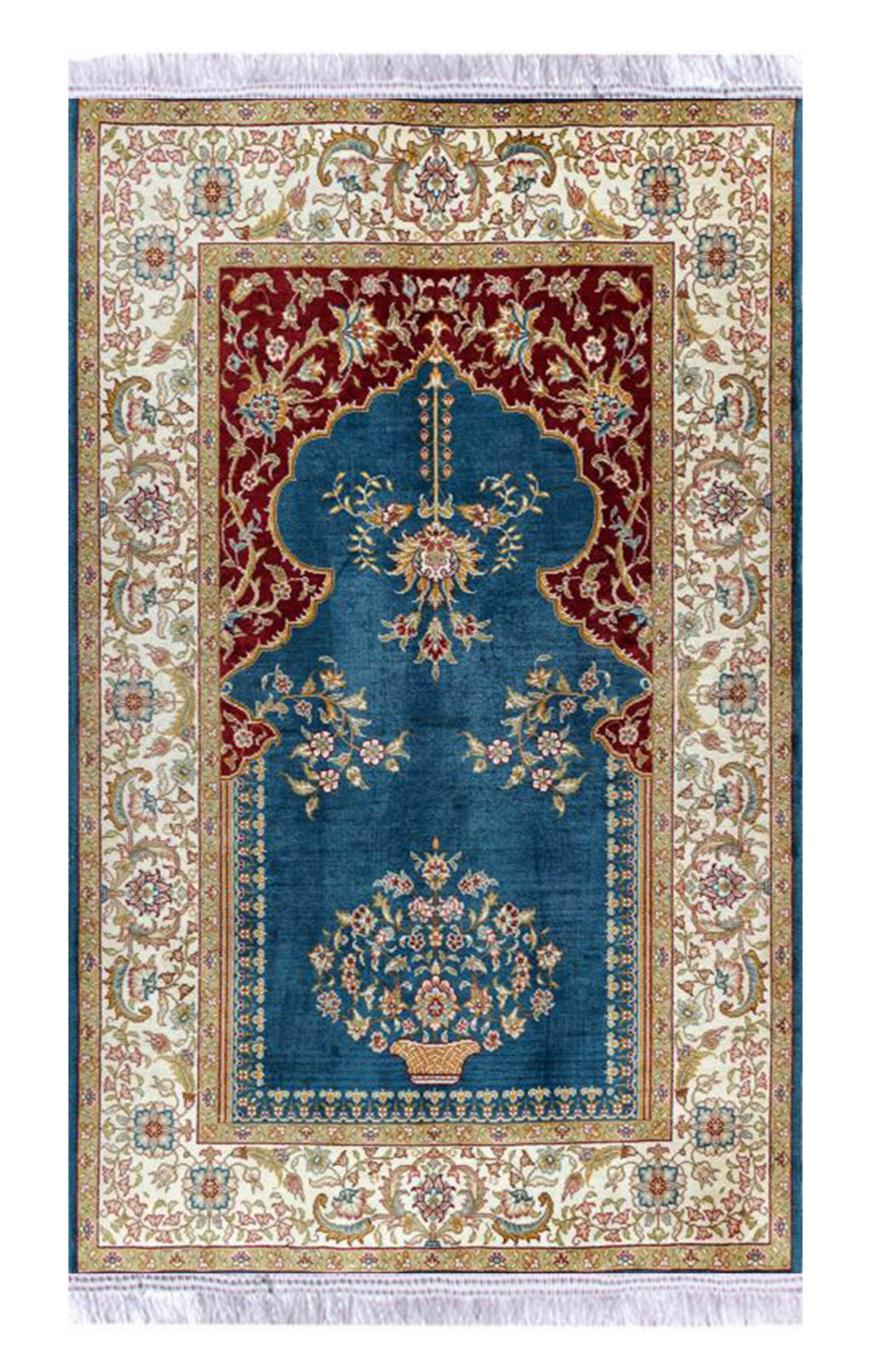 Lacivert Keten Astarlı Kadife Seccade - 70x120cm - Carpetella