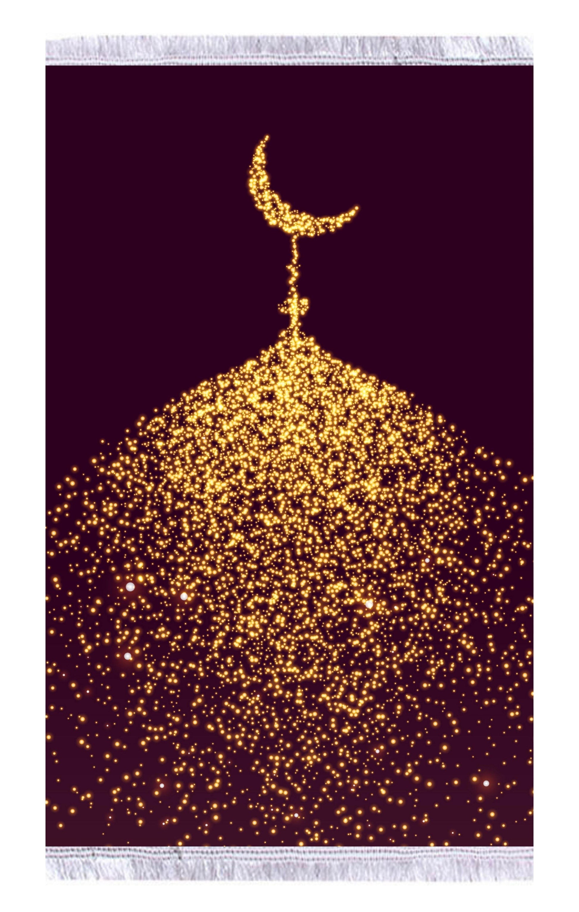 Mürdüm Hilal Keten Astarlı Kadife Seccade - 70x120cm - Carpetella