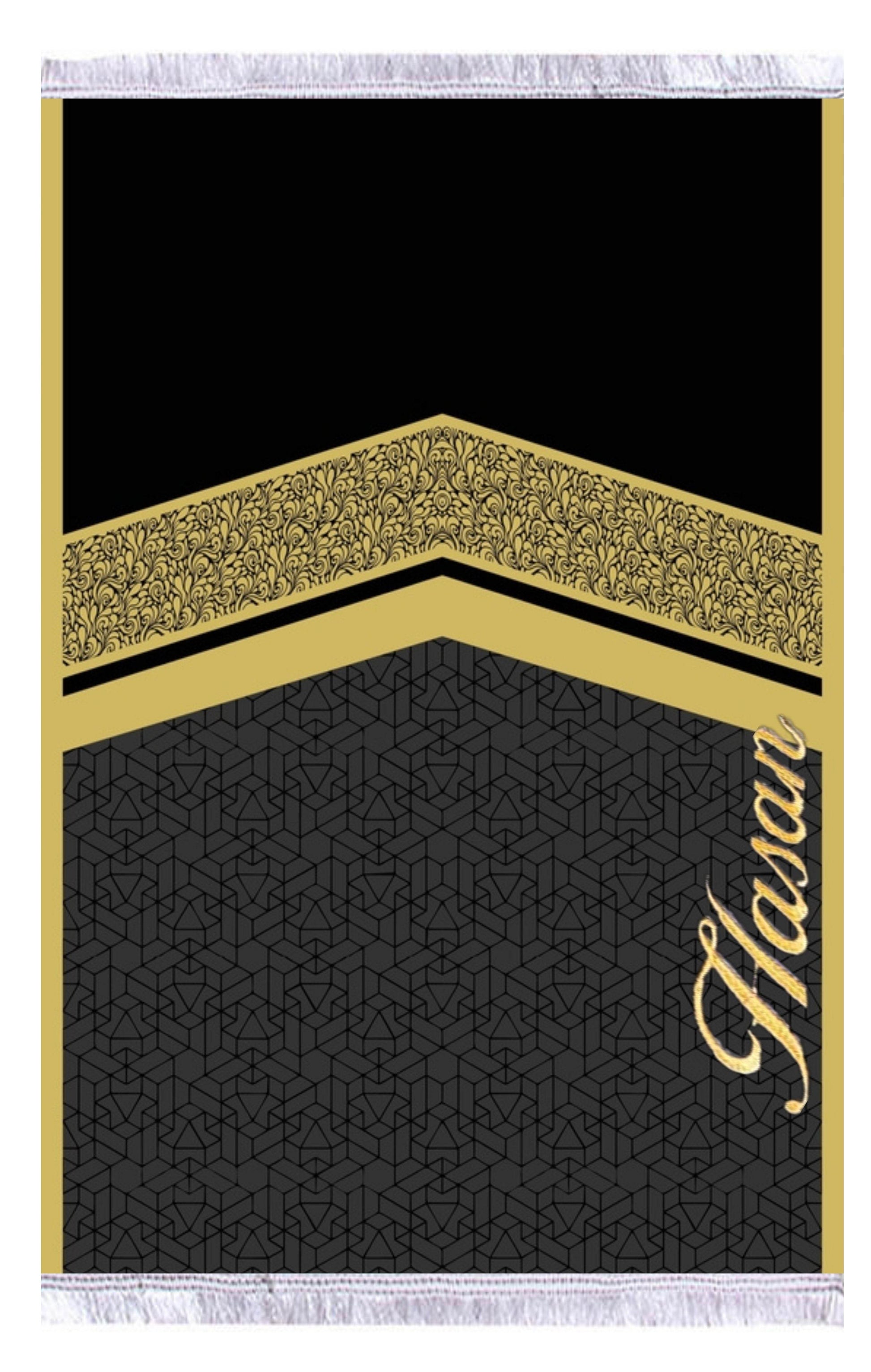 Gold Kabe Desenli İsme Özel Keten Astarlı Lüks Seccade - Carpetella