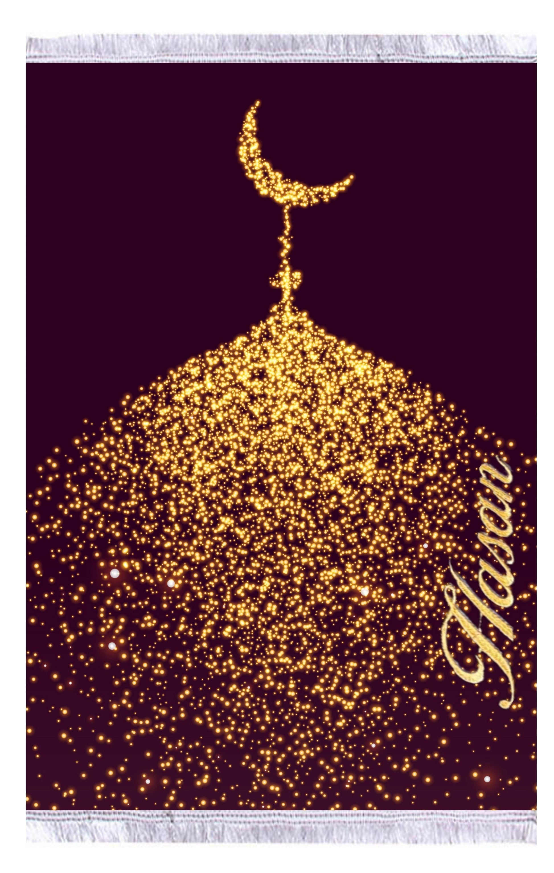 Mürdüm Hilal İsme Özel Keten Astarlı Lüks Seccade - Carpetella